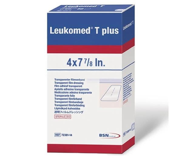 Leukomed T Plus Polyurethane Film Post-Op Dressing, 4" x 7-7/8", Sterile, High Absorbency