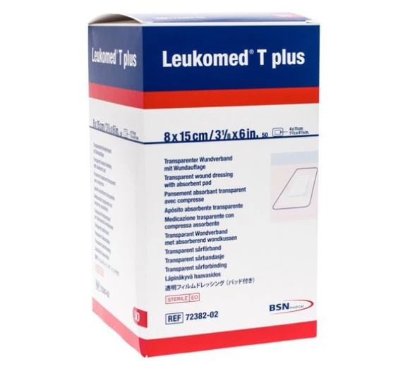 Leukomed T Plus Polyurethane Film Post-Op Dressing, 6" x 3-1/8", High Absorbency