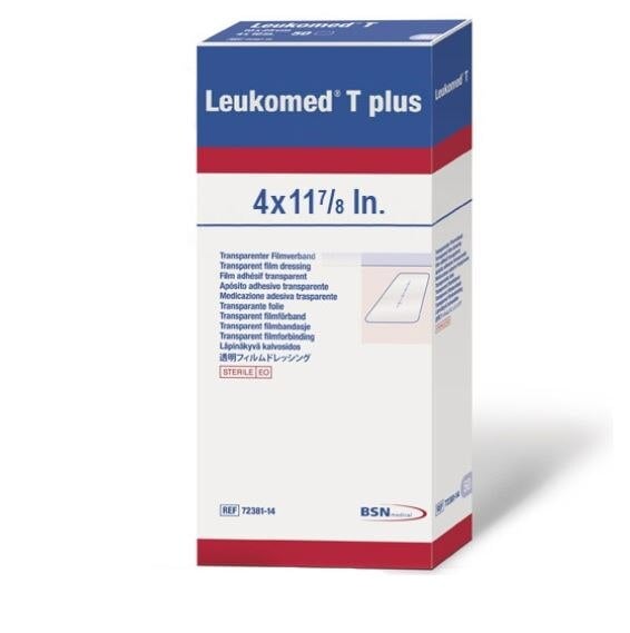 Leukomed T Plus Polyurethane Film Post-Op Dressing, 4" x 11-7/8", High Absorbency