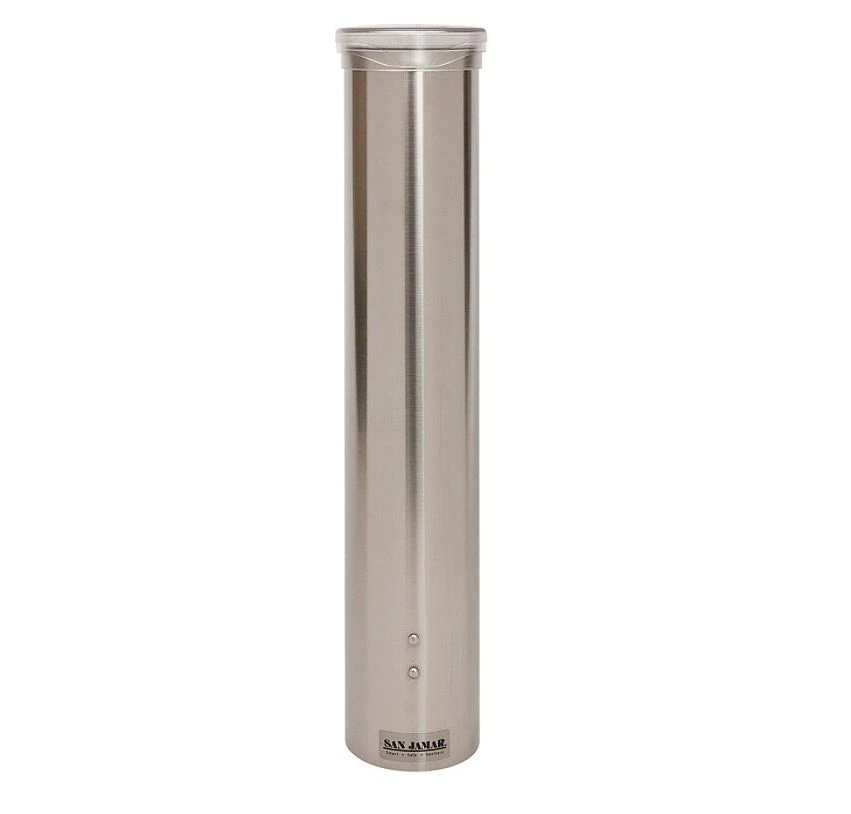 San Jamar Dispenser Water Cup Pull, Silver Stainless Steel, 5 oz
