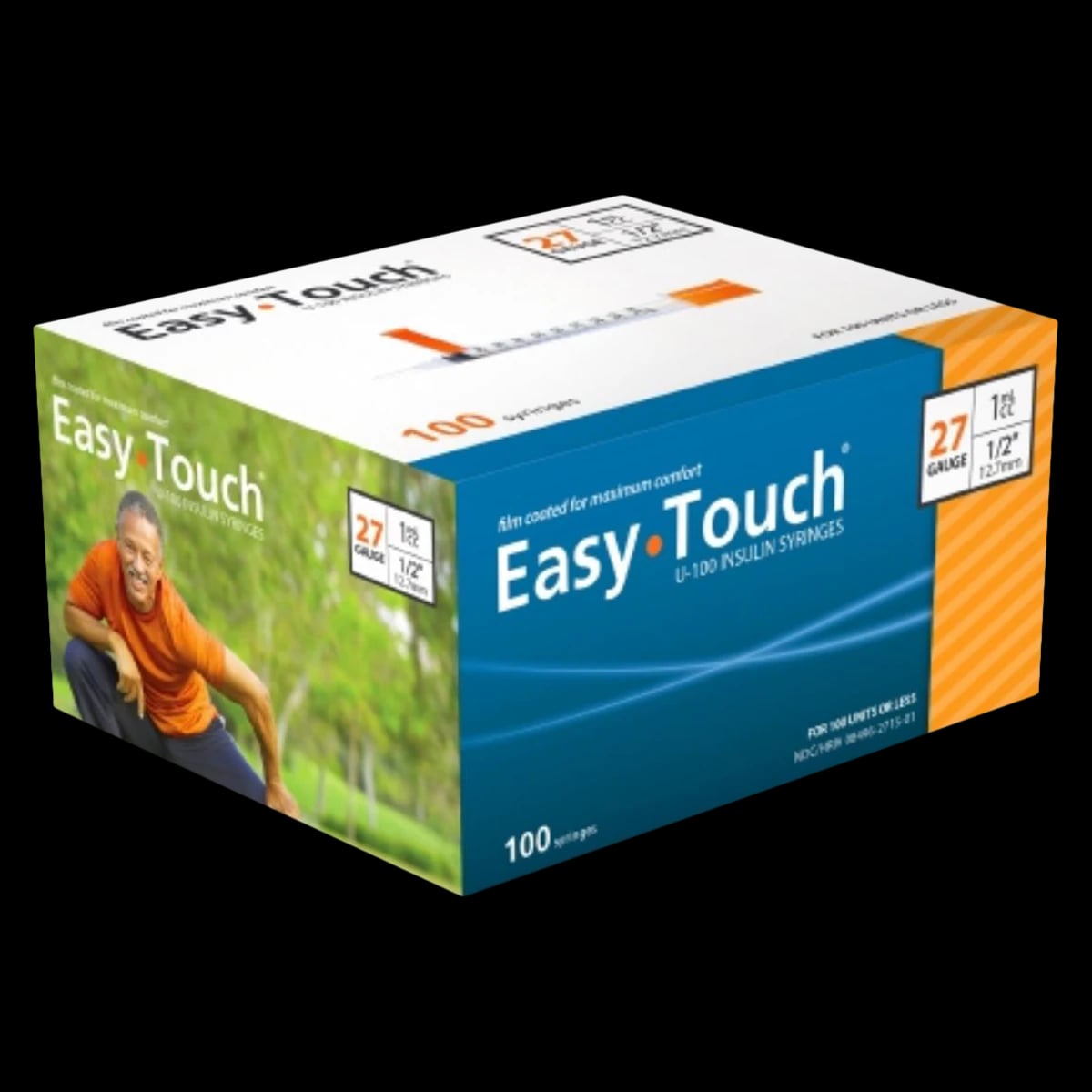 EasyTouch Insulin Syringe/Needle, 27G x 1/2", 1cc, Conventional Triple Bevel Cut, Orange, 500/Case