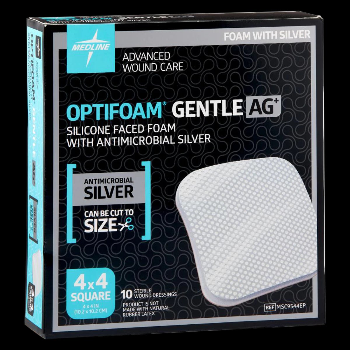 Medline Optifoam Gentle Silicone Foam Wound Dressing, 4x4" Sterile Square, Non-Adhesive, Latex-Free