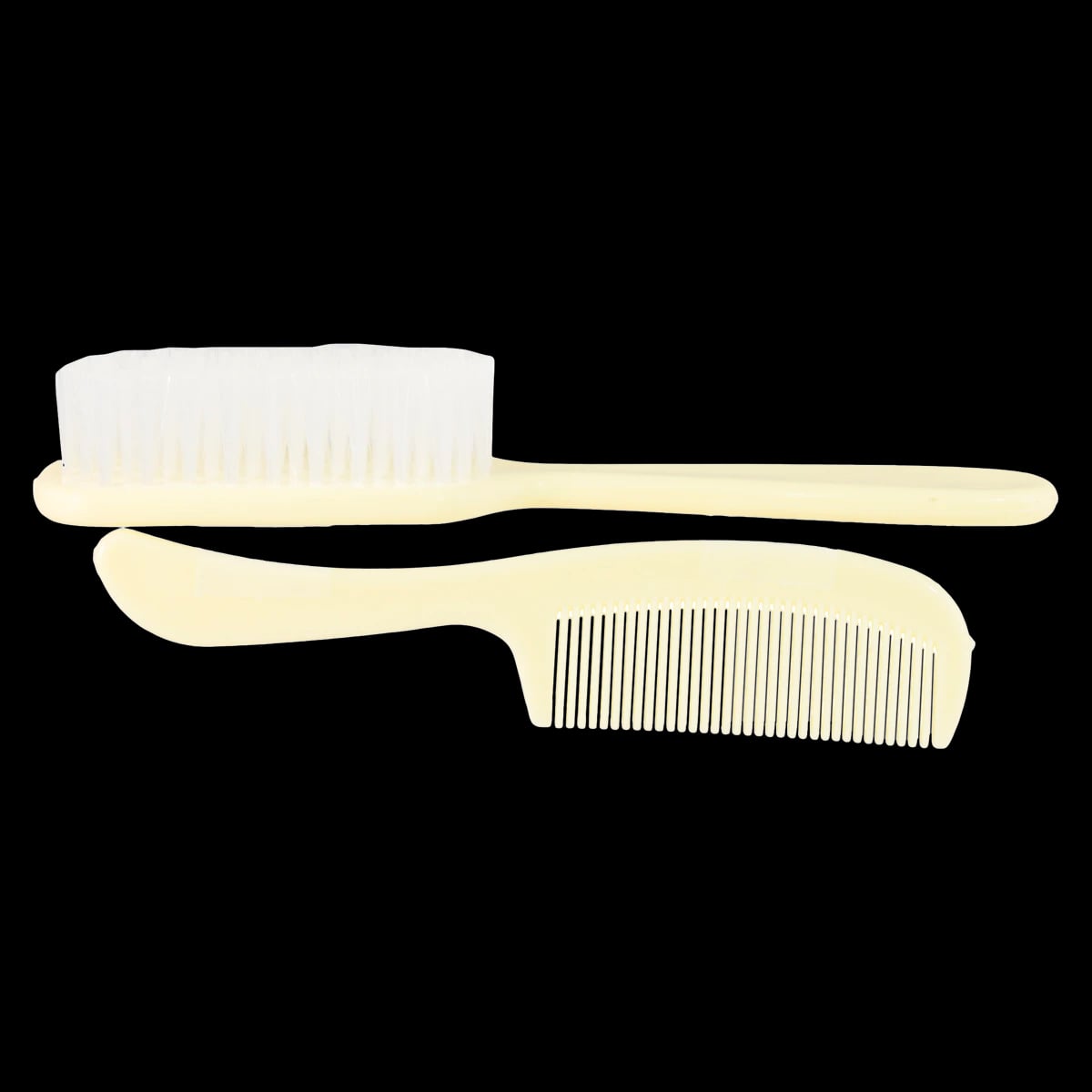 DawnMist Baby Comb and Brush Set, Plastic, Rounded Tips, Ivory, 288/Case