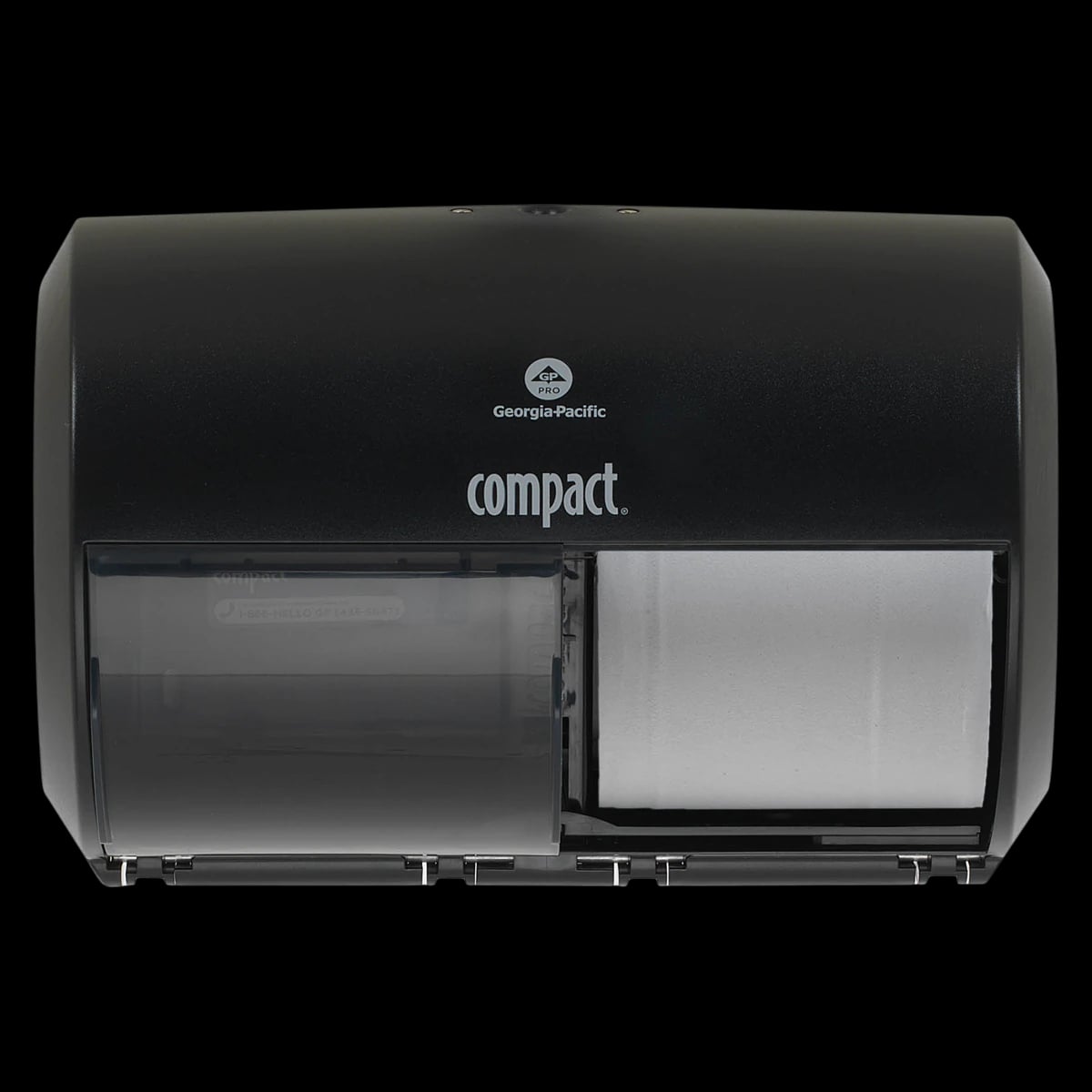GP PRO Compact 2-Roll Side-by-Side Coreless Toilet Paper Dispenser, Black, Key Lock, 10.12" W x 6.75" D x 7.12" H, #19375/19378/19371/19374