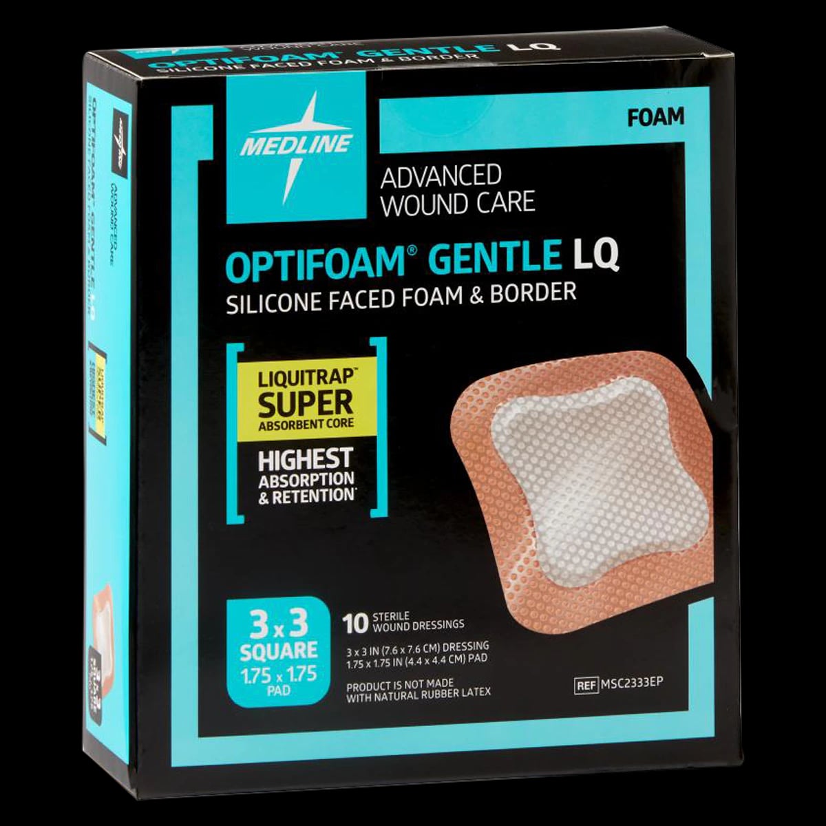Medline Optifoam Gentle Silicone Foam Border Dressing, 3x3" Sterile Square, Latex-Free
