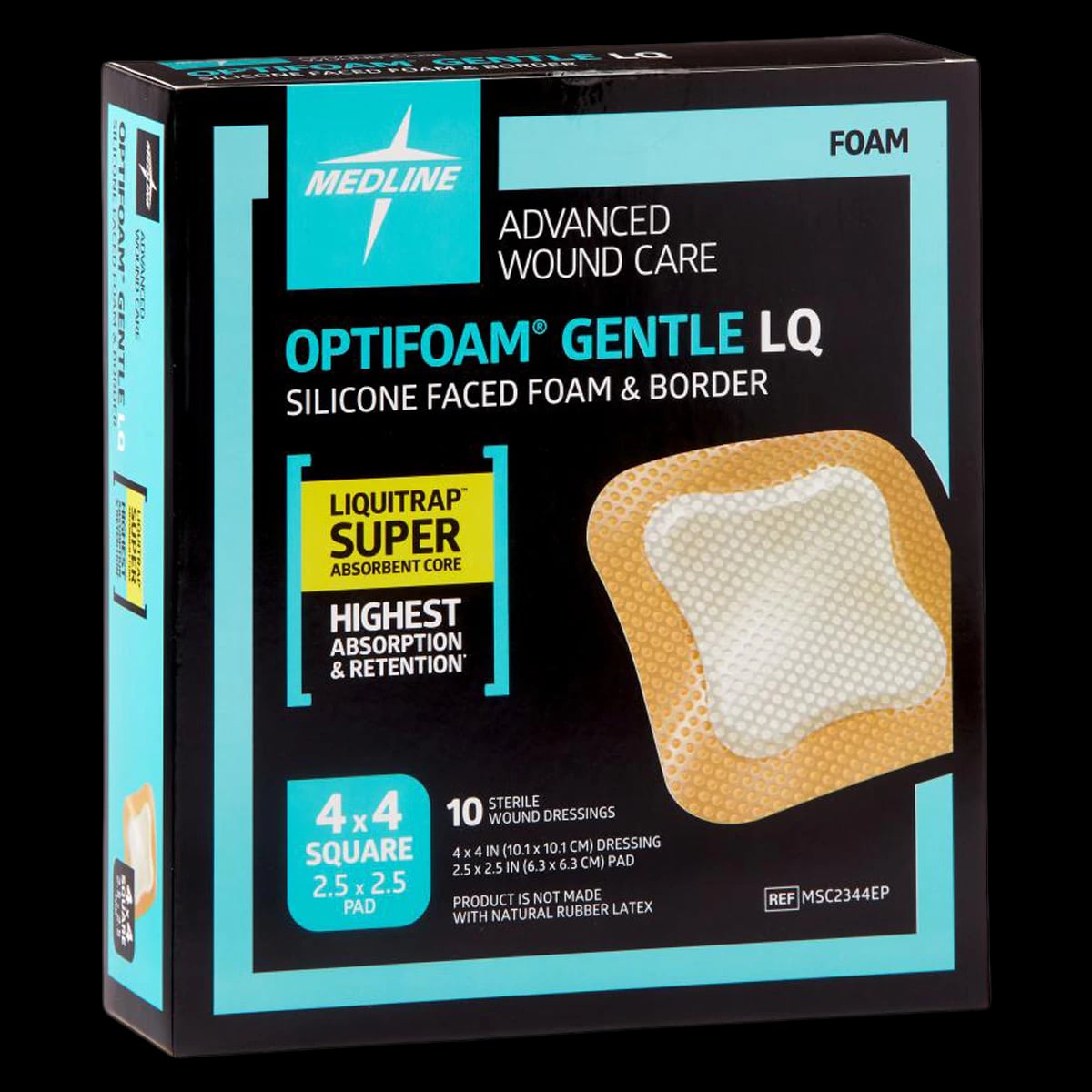 Medline Optifoam Gentle Silicone Foam Border Dressing, 4x4", Sterile, Adhesive, Latex-Free