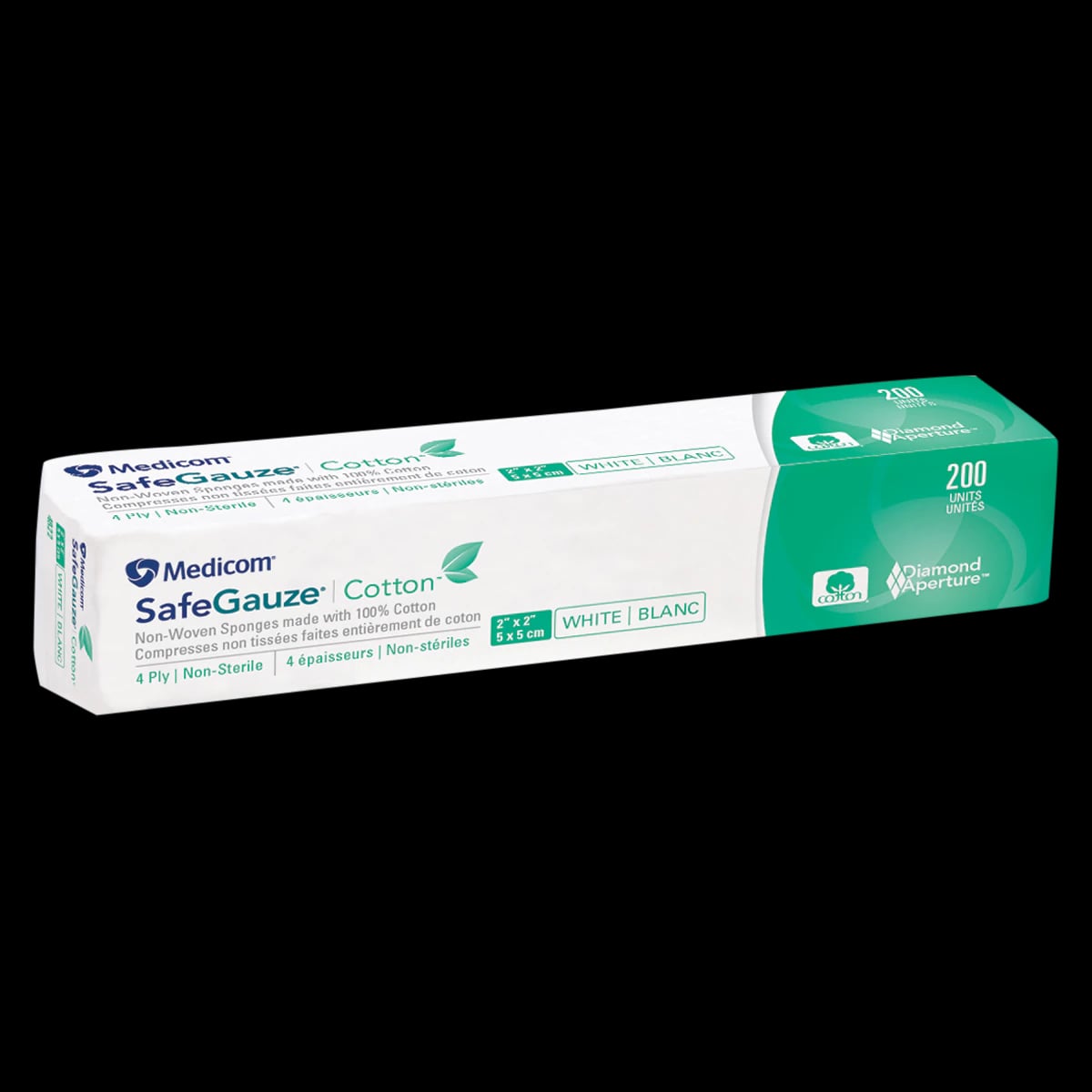 Medicom SafeGauze Cotton Non-Woven Sponges, 2" x 2", 4-Ply, Non-Sterile, 4000/Case, 4822