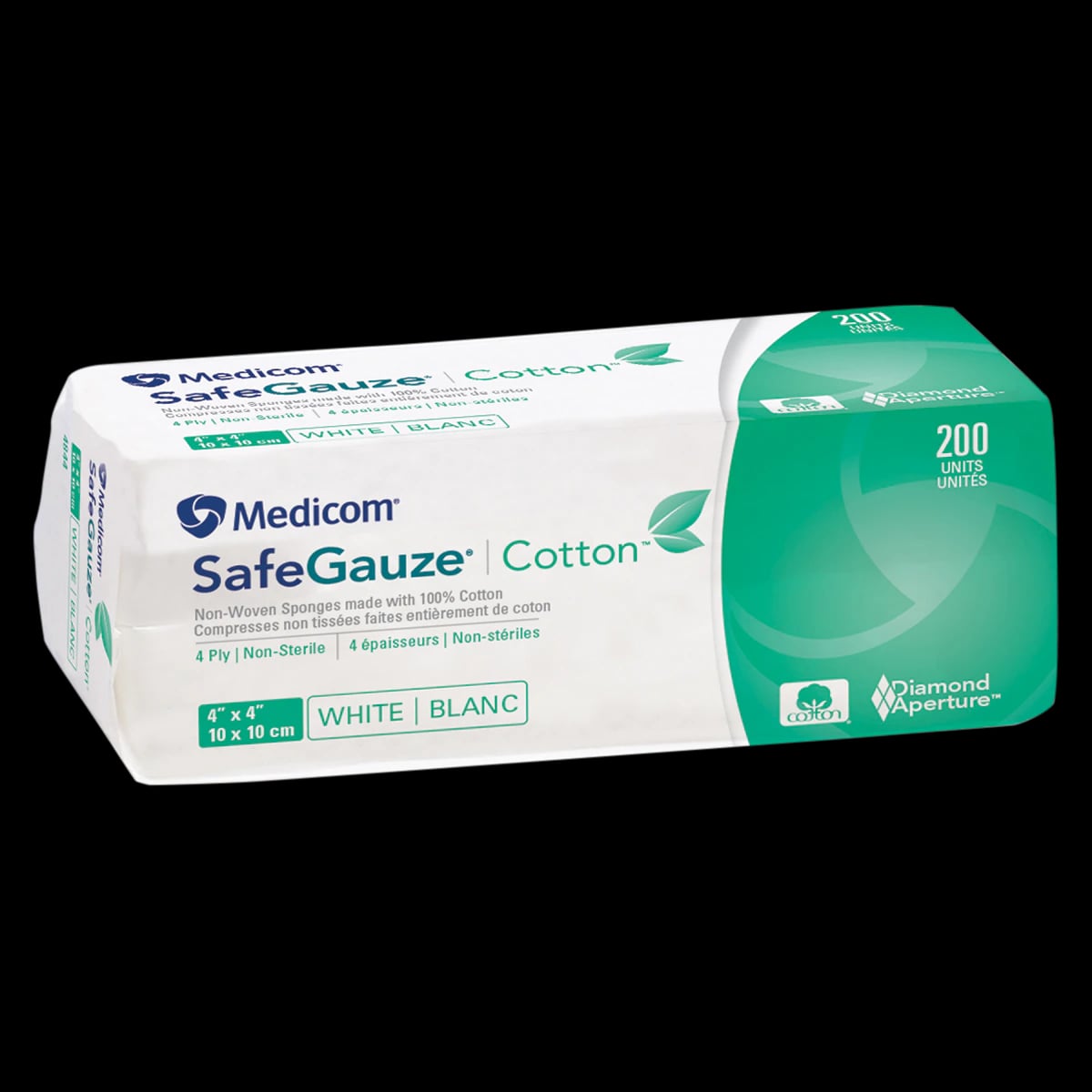 Medicom SafeGauze Cotton Non-Woven Sponges, 4" x 4", 4-Ply, Non-Sterile, 2000/Case, 4844