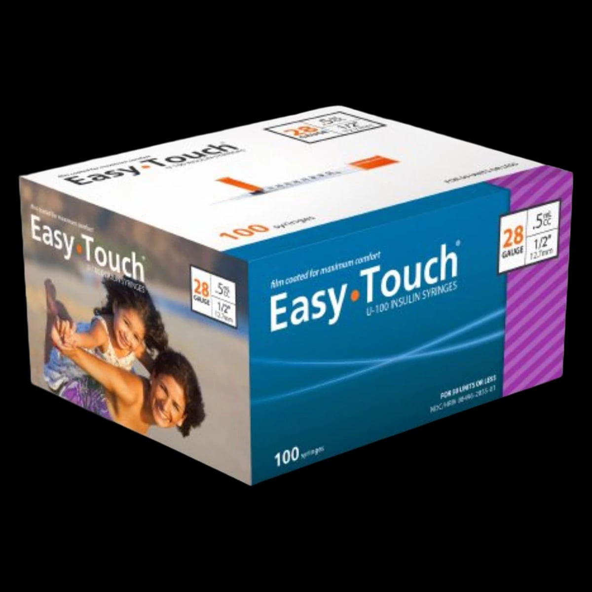 EasyTouch Insulin Syringe, 28G x 1/2", 0.5cc, U-100, Orange, 500/Case