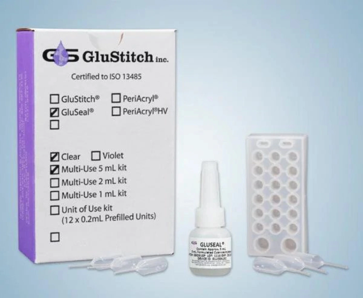 GluSeal Topical Skin Bandage, N-Butyl / 2-Octyl Cyanoacrylate, 5 mL, Clear, Each