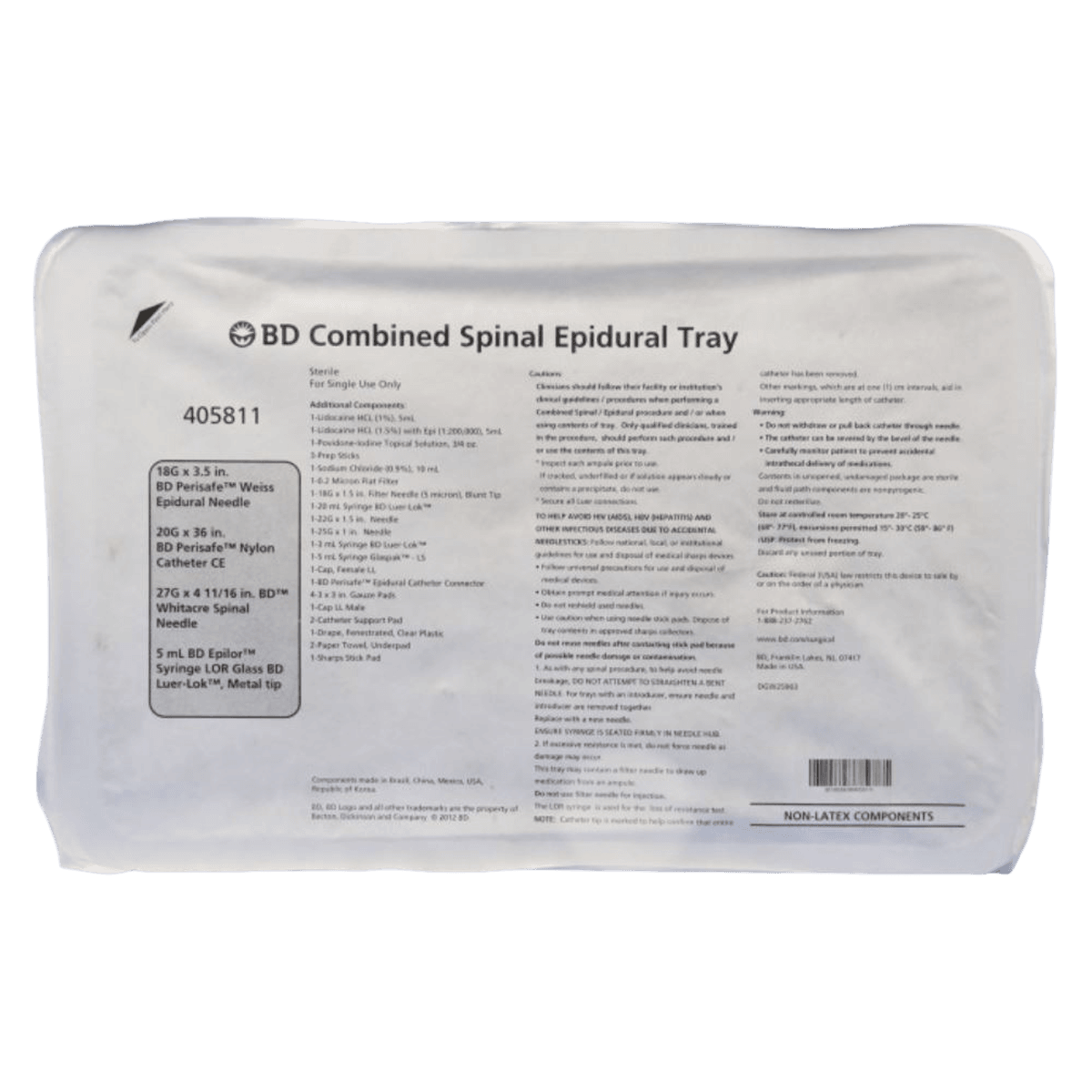 Becton-Dickinson Epidural Tray, Combined Spinal, Procedure Kit