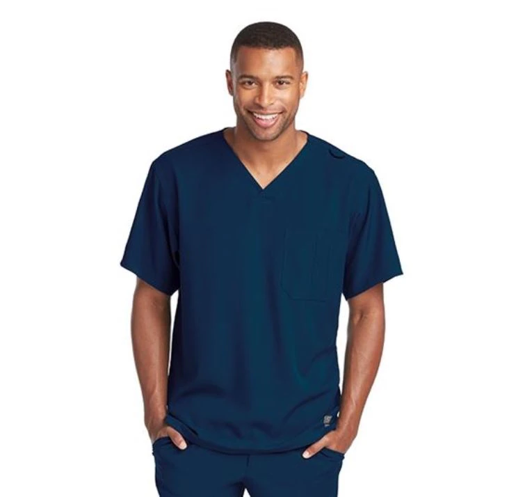 Skechers Scrub Top, V-Neck, 1 Pocket, Navy, Men's, X-Large, SK0112