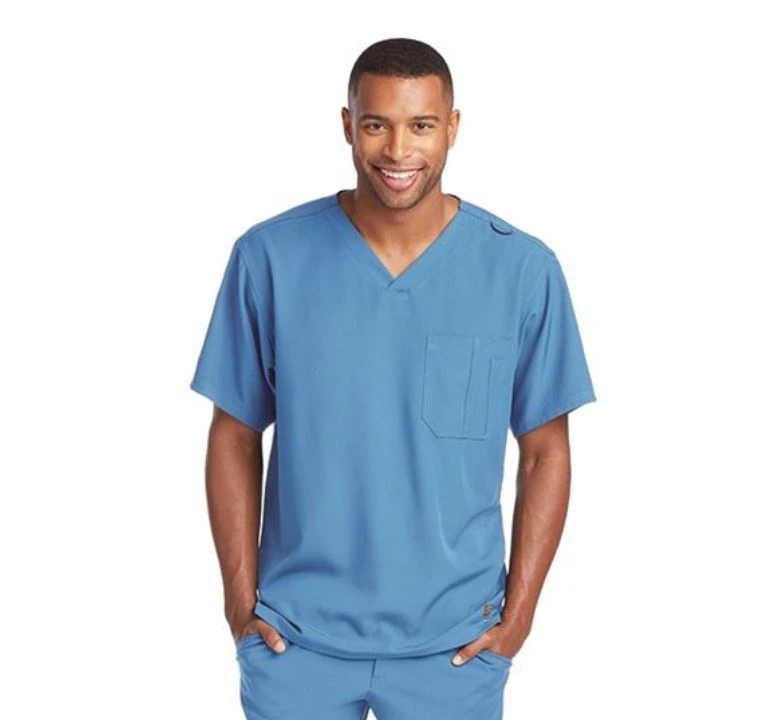 Skechers Ceil V-Neck Scrub Top, Men's, X-Small, Blue