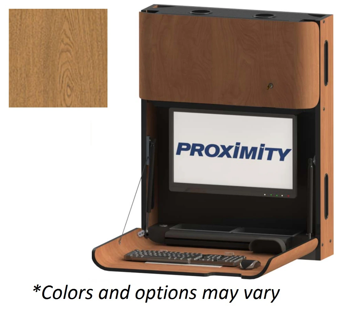 Classic CXT-28-T Wall Mounted Computer Workstation, MDF Oak Finish