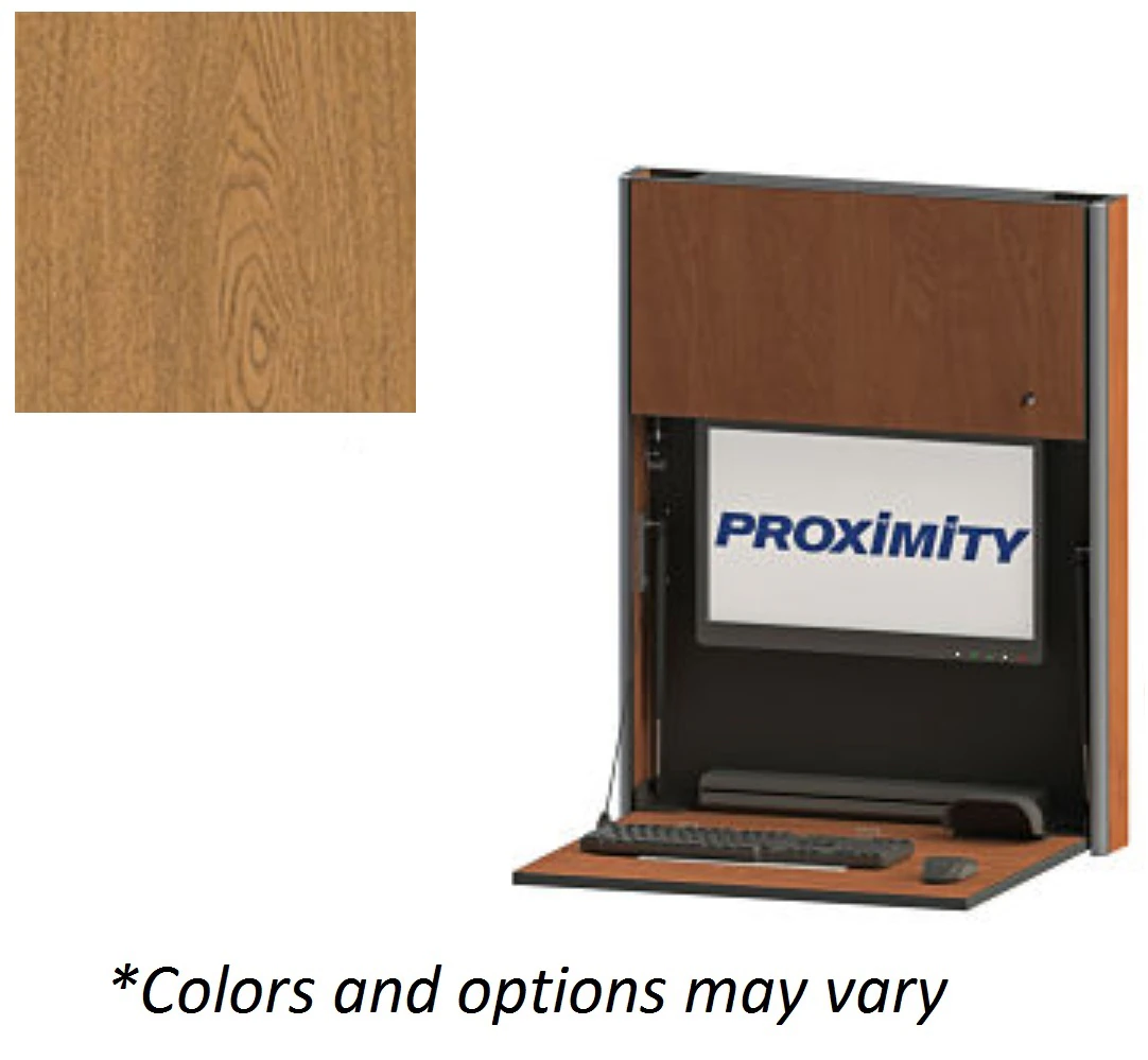Embrace EXT-28-Slim Computer Workstation, Wall Mount, MDF Oak