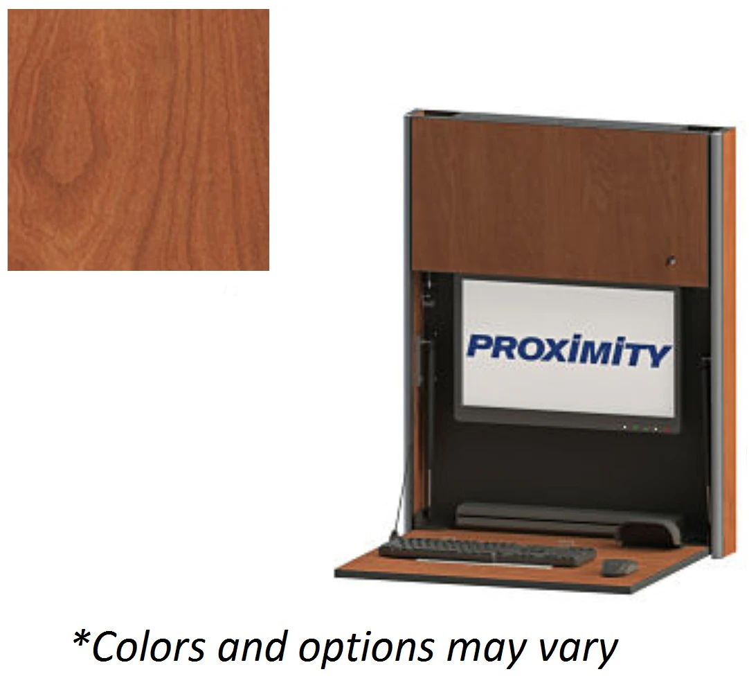 Embrace EXT-28-Slim Computer Workstation, Wall Mount, MDF Wild Cherry Finish