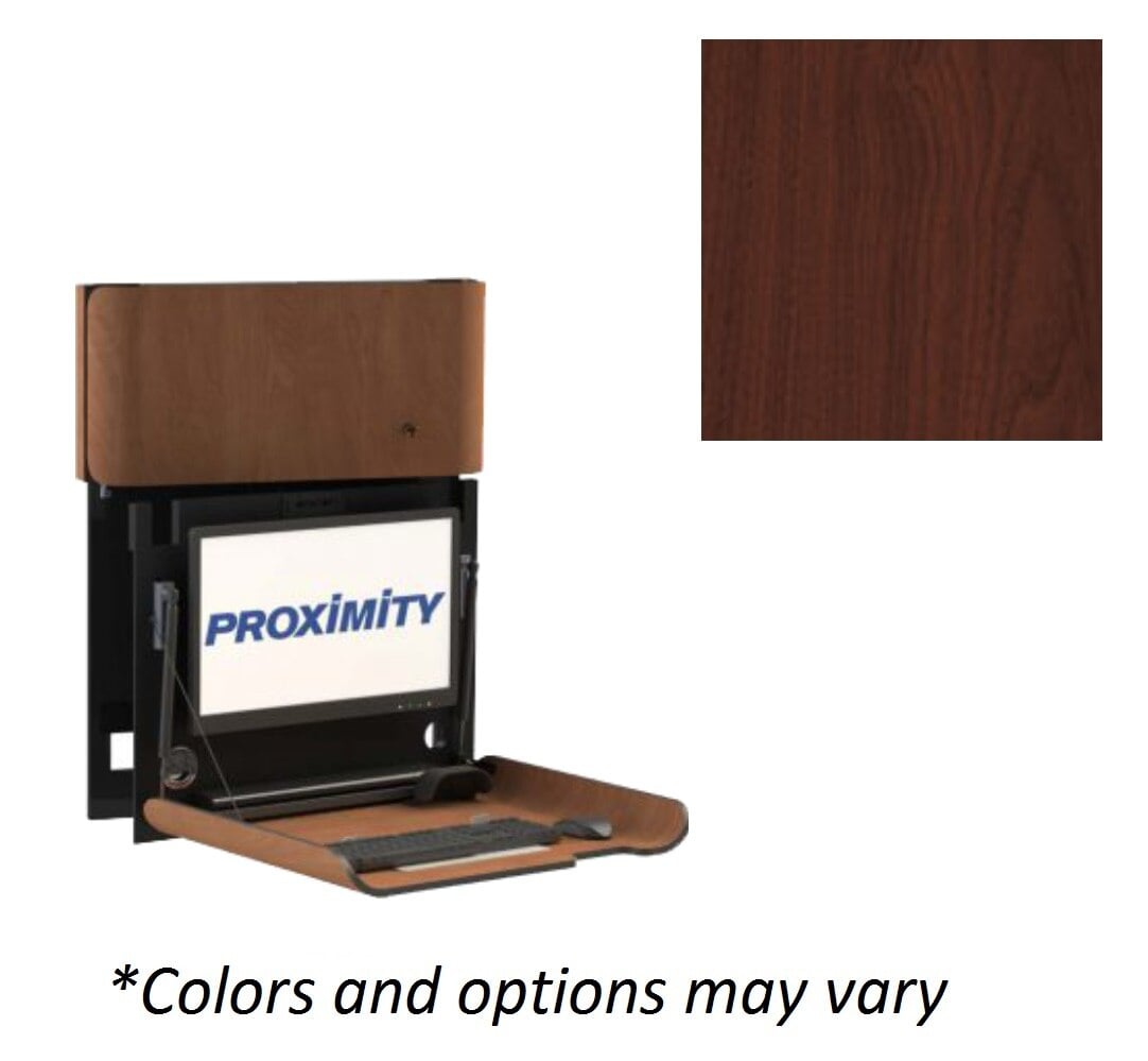 Classic CXT-28-Slim-RSVL Wall-Mounted Workstation, MDF Walnut Finish, CXT-28-SLIM-RSVL