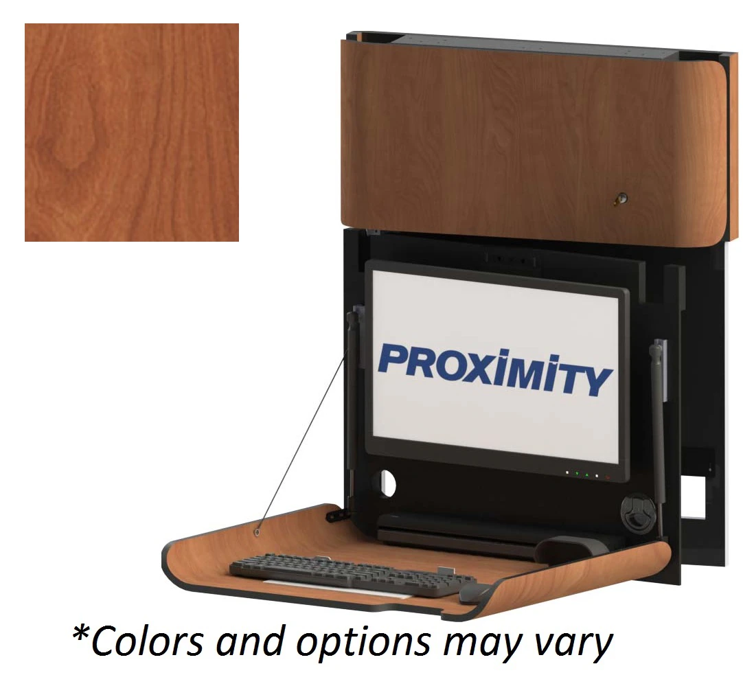 Classic CXT-28-Slim-LSVL Wall-Mounted Workstation, MDF Wild Cherry Finish, CXT-28-SLIM-LSVL