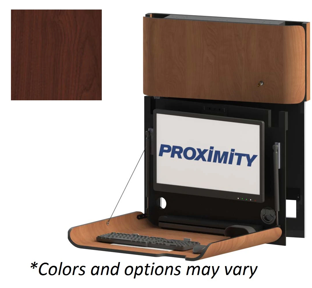 Classic CXT-28-Slim-LSVL Wall-Mounted Workstation, MDF Walnut Finish, CXT-28-SLIM-LSVL