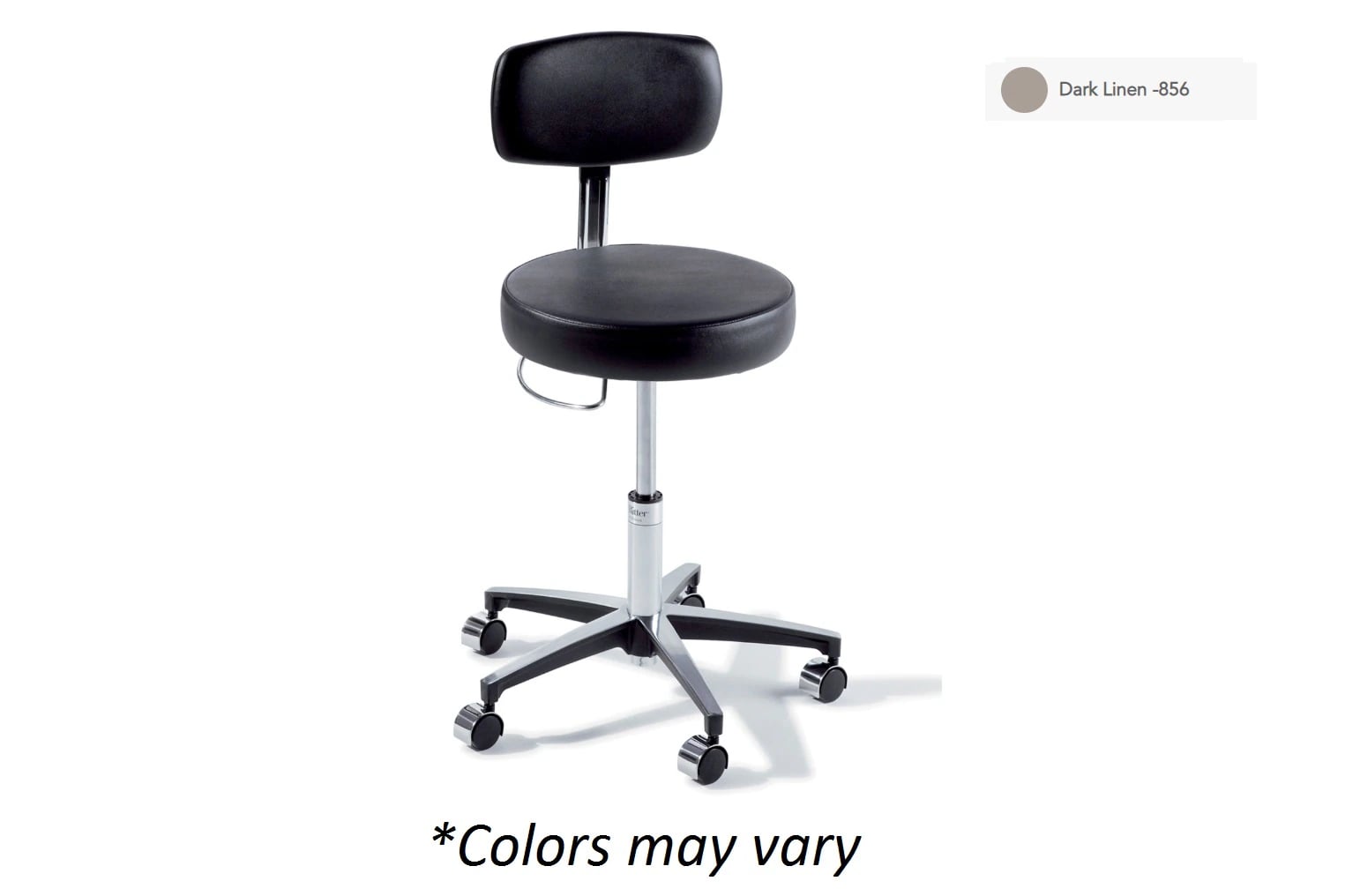 Midmark Ritter Classic Series Exam Stool with Backrest, Air Lift, Dark Linen, 225 lb Capacity