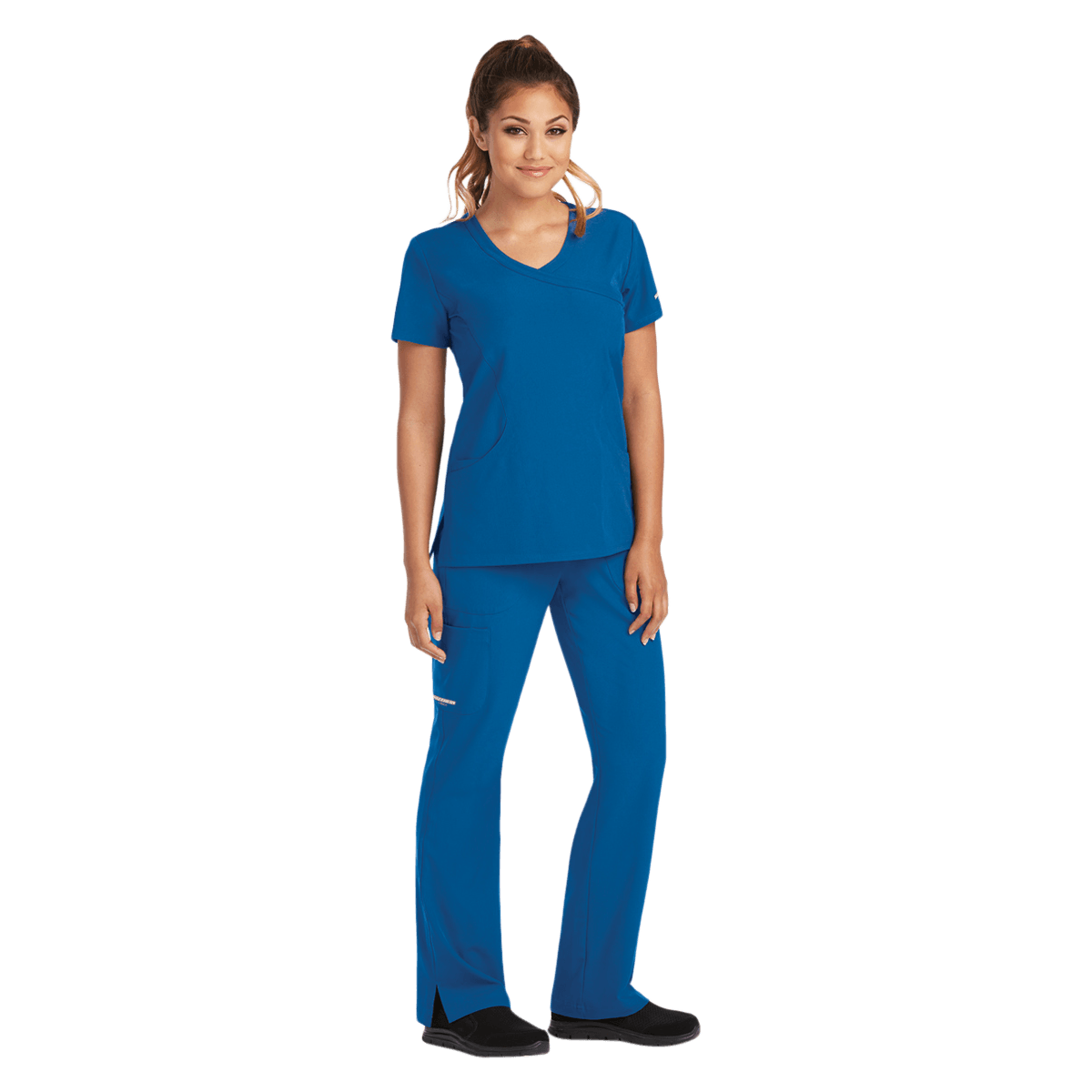 Skechers SK102 Women's Modern Fit Scrub Top, New Royal, 2X Small (XXS), 25.5 in, 3 Pockets, Reusable