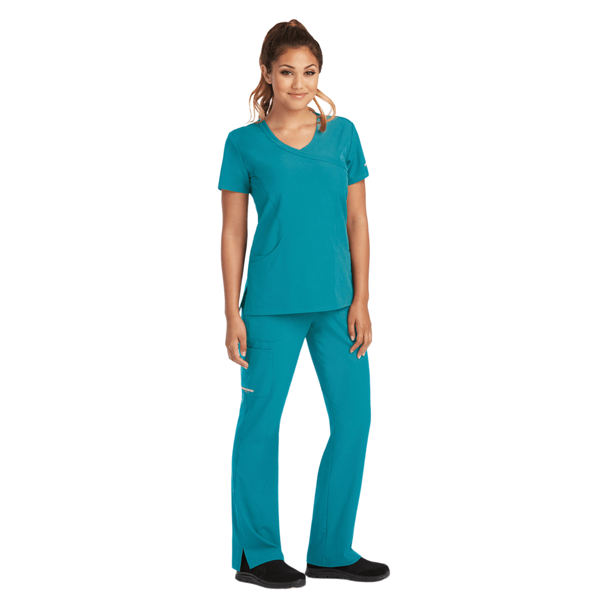 Skechers Scrub Top, Womens, Teal, Modern Fit, 3 Pockets, Small, 25.5 in, SK102