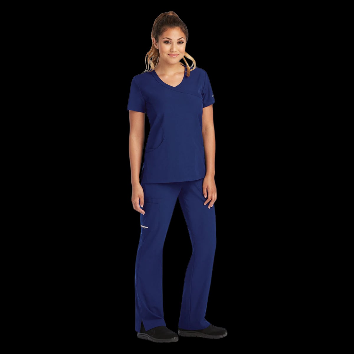 Skechers Navy Scrub Top, Womens, Modern Fit, Small, 3 Pockets, 25.5 in, SK102