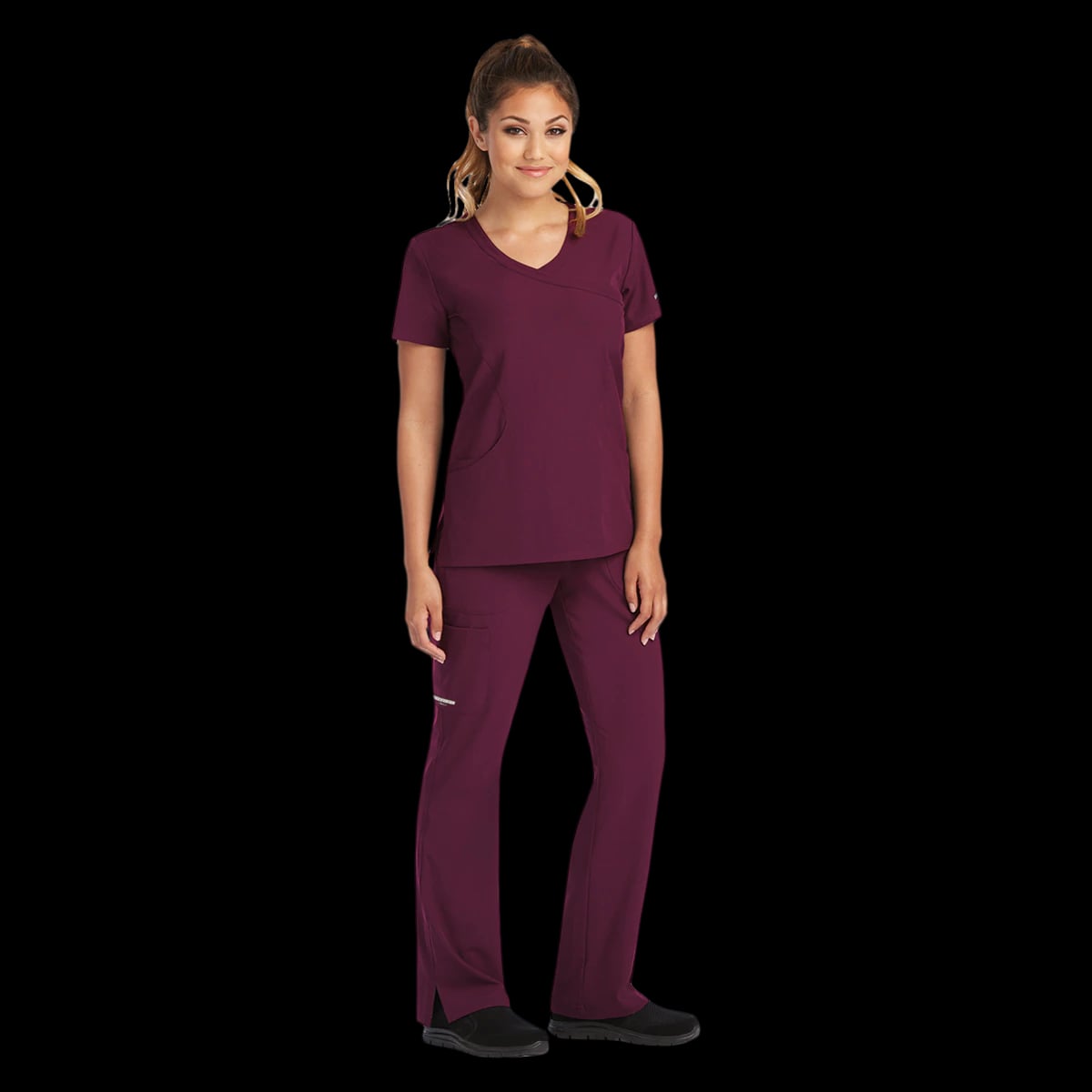 Skechers Wine Scrub Top, Womens, Modern Fit, 3 Pockets, X-Small, 25.5 in, SK102