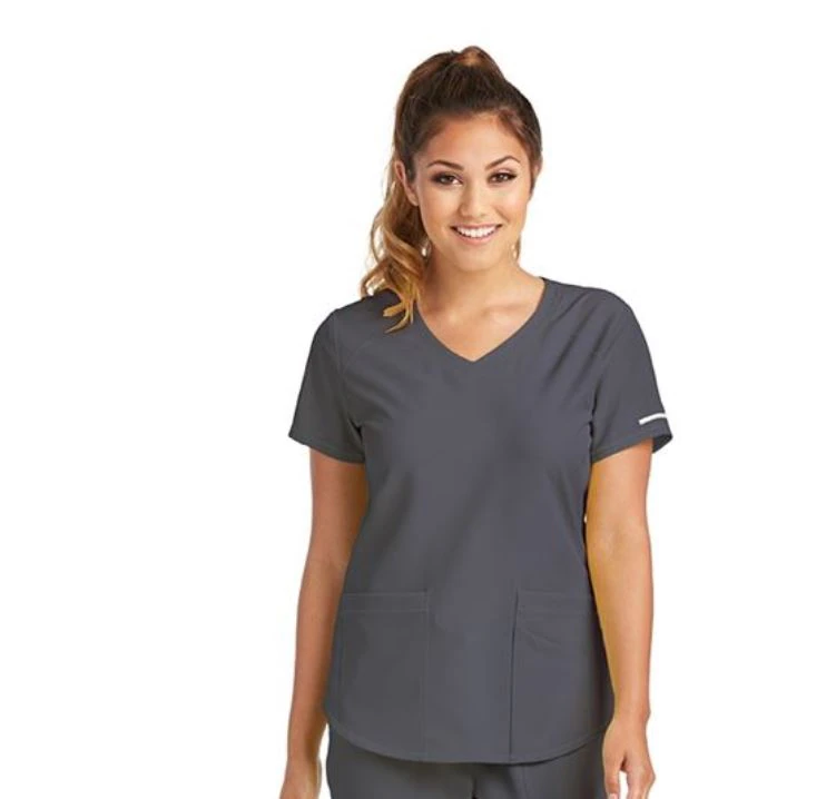 Skechers Scrub Top, Women's, V-Neck, Modern Fit, 3 Pockets, Medium, Pewter, SK101