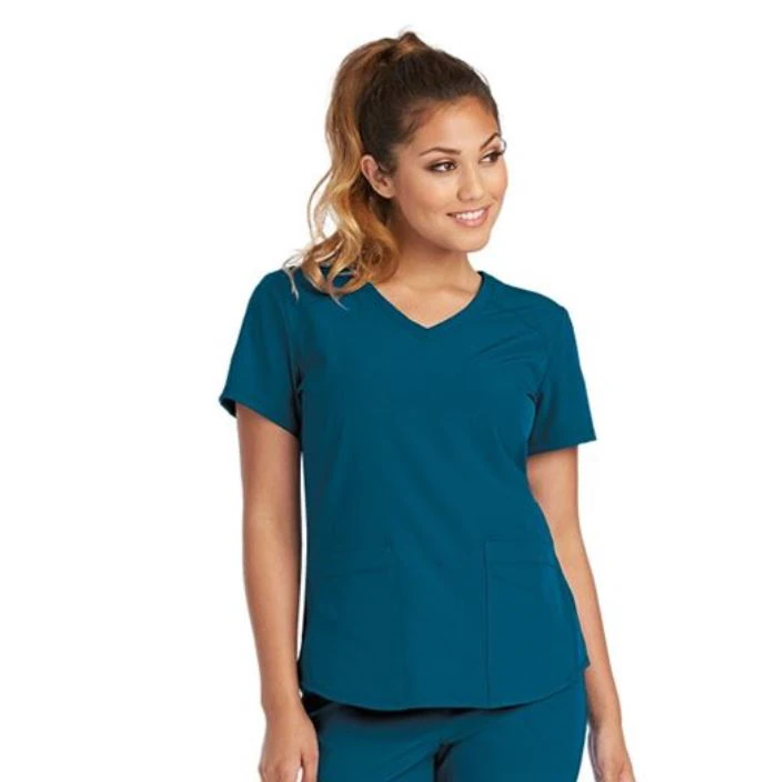 Skechers SK101 Modern Fit V-Neck Scrub Top, Women's, Bahama, 2X Small, 3 Pockets