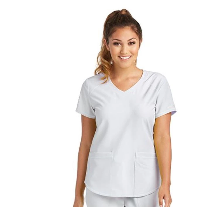 Skechers SK101 Scrub Top, Women's, White, 2XL, V-Neck, 3 Pockets, 27.5 in, Reusable