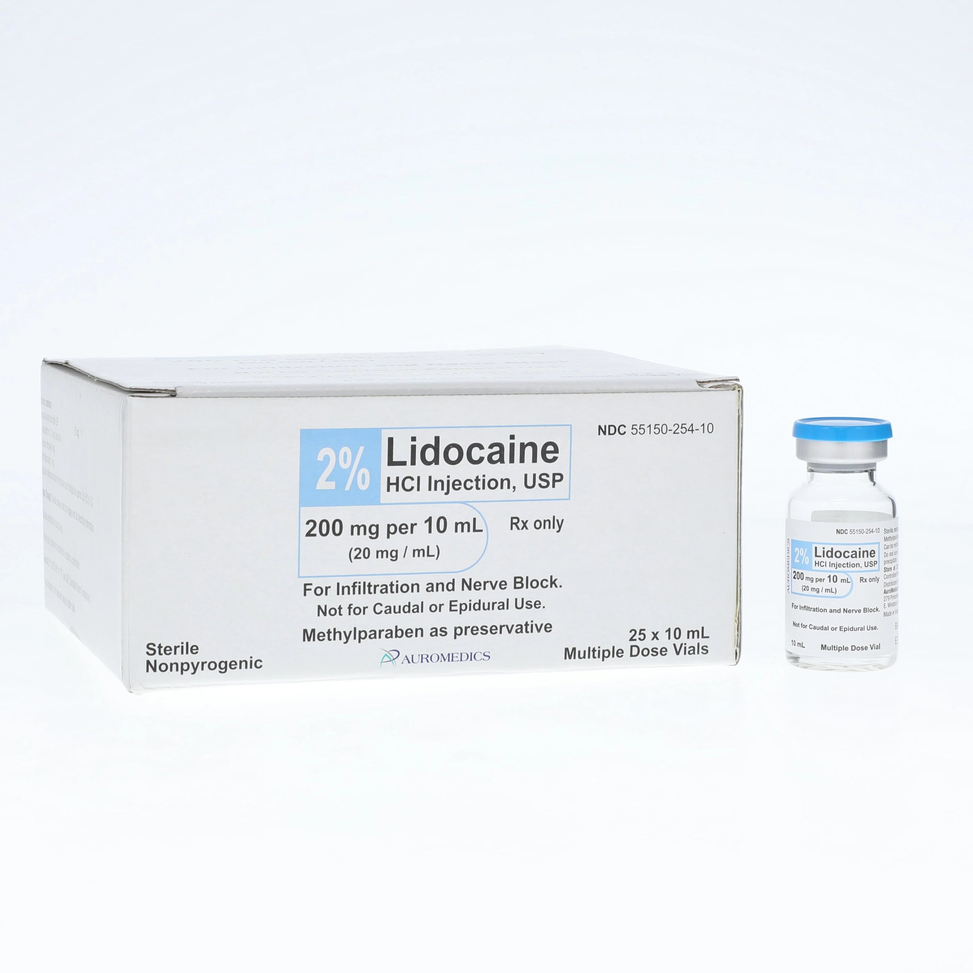 Lidocaine HCl Injection 2% MDV 10mL, 25/Package