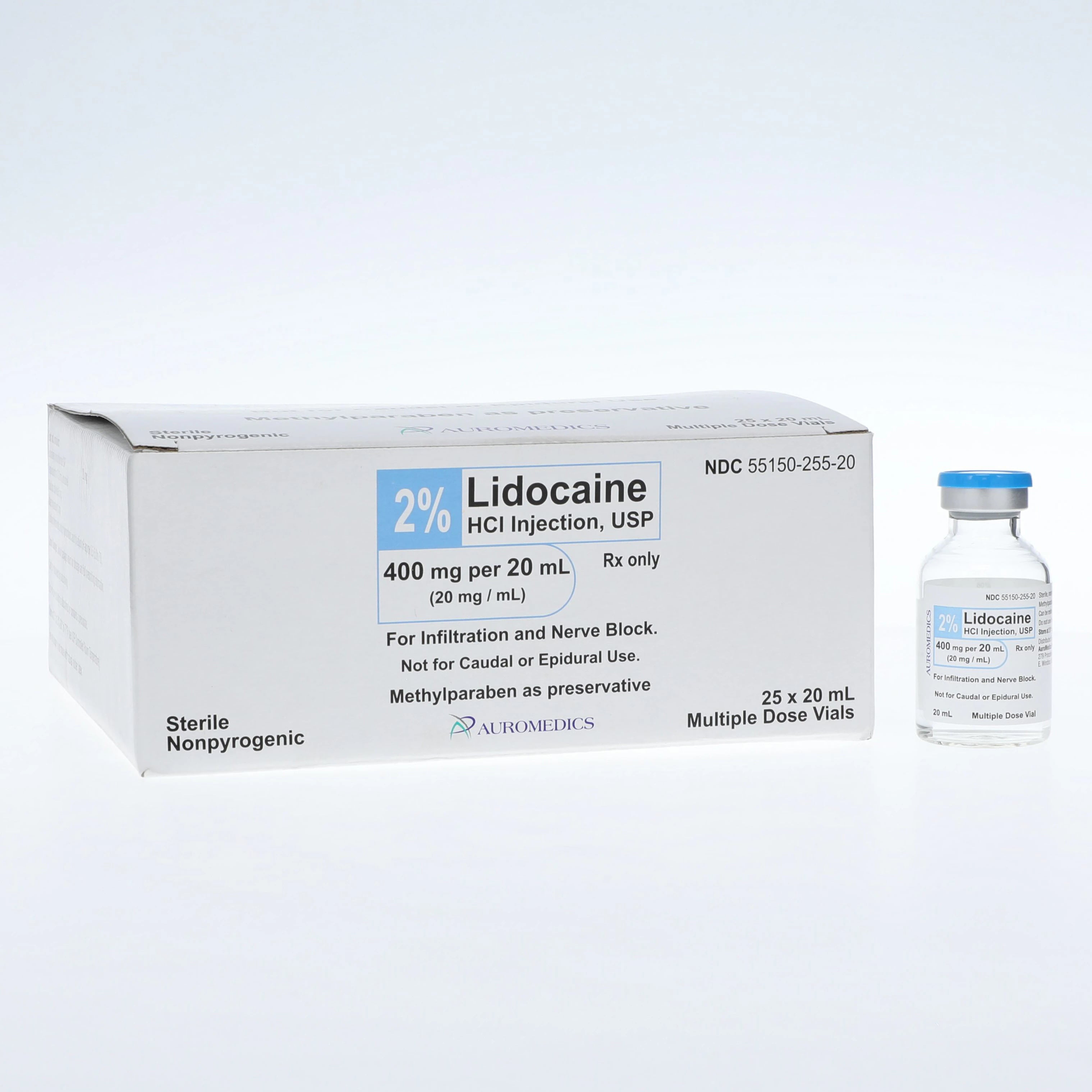 Lidocaine HCl Injection 2% MDV 20mL, 25/Package