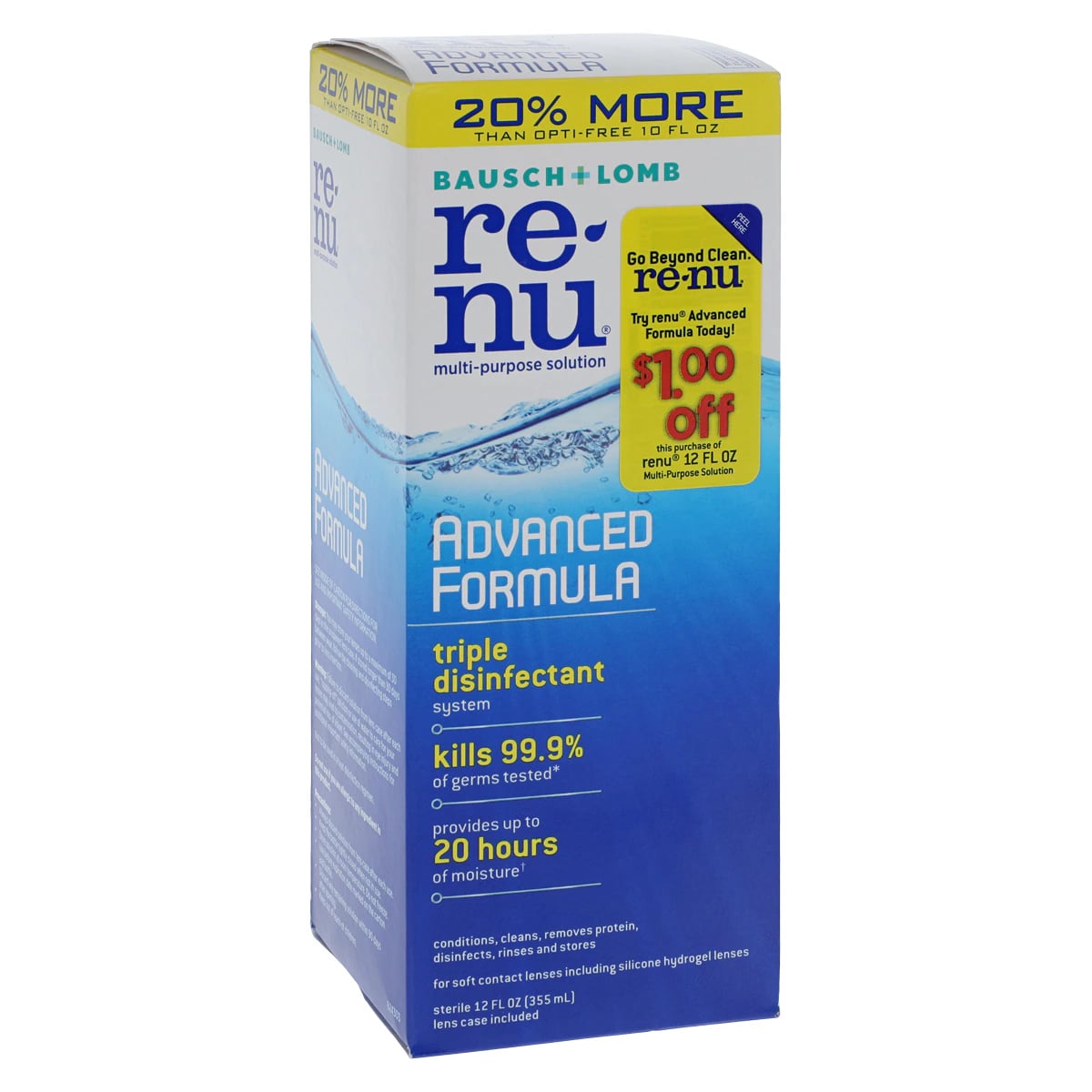 Renu Advanced Formula Contact Lens Solution, 12 oz/Bottle