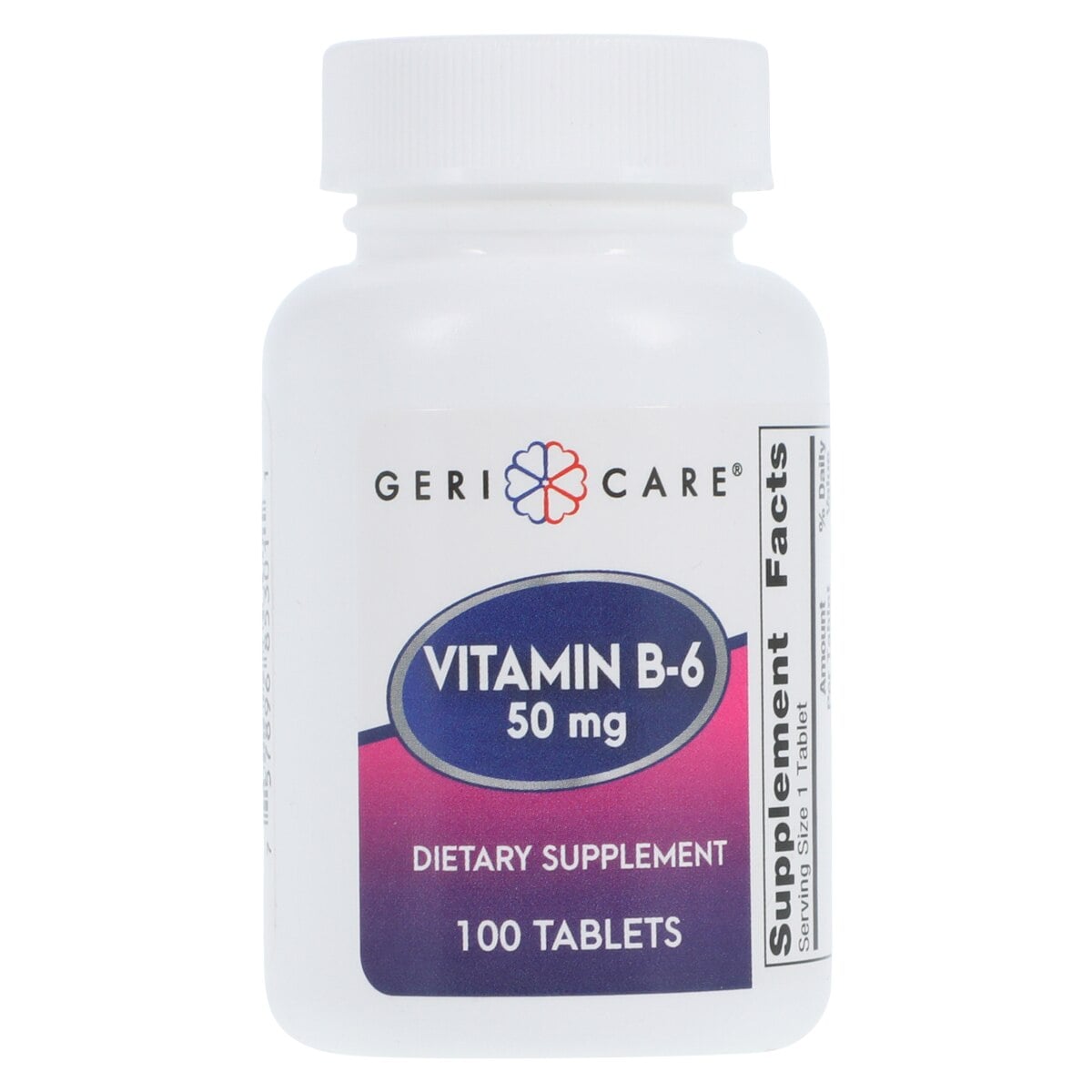 Geri-Care Pyridoxine HCl (Vitamin B6) Tablets, 50 mg, 100 Count Bottle