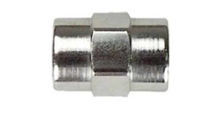 Precision Medical Brass Pipe Coupler, 1/8" NPTF x 1/8" NPTF, Reusable, 200 PSI Max, Silver, Each