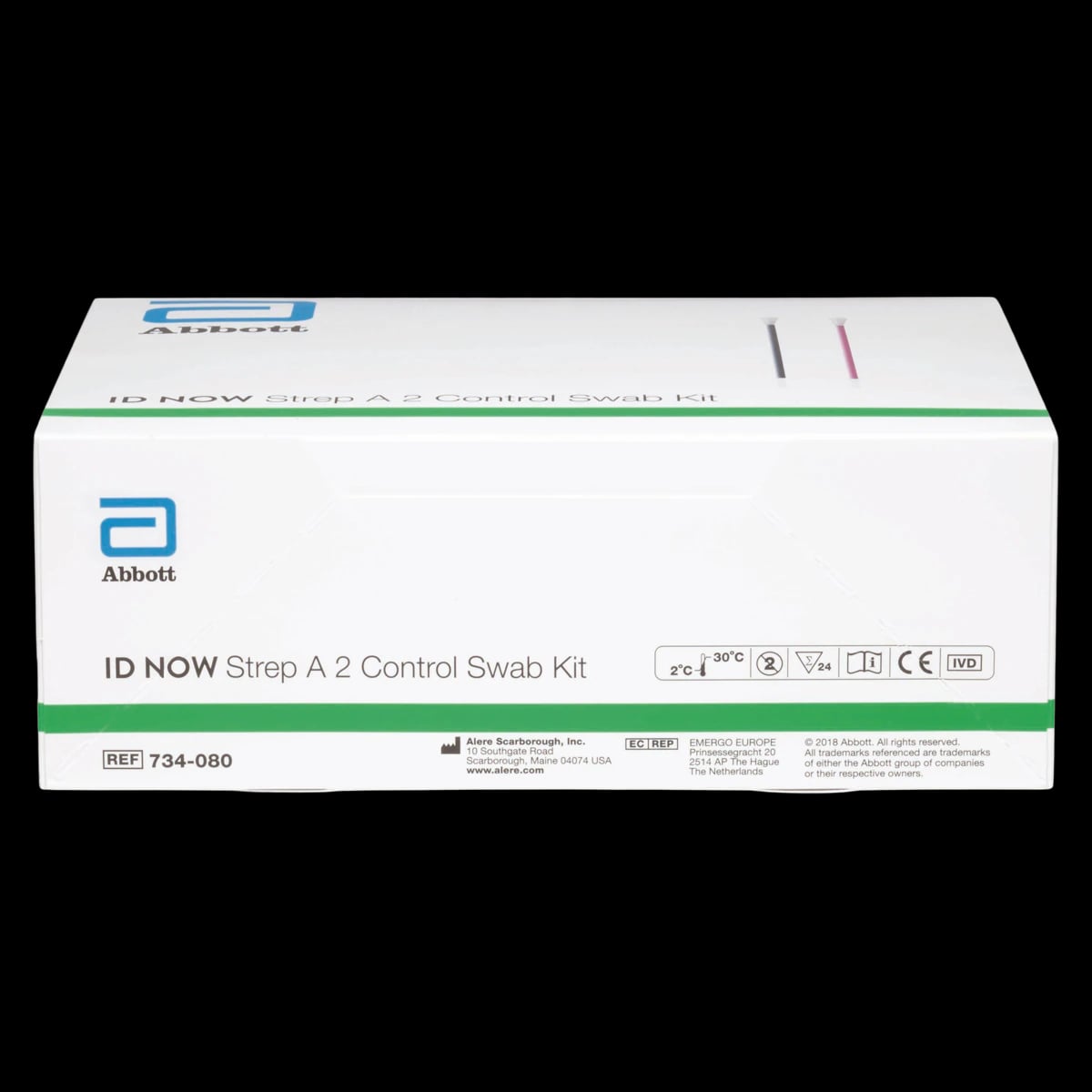 ID NOW Strep A Positive/Negative Control Swabs, 12 Positive and 12 Negative, 24 Swabs/Box