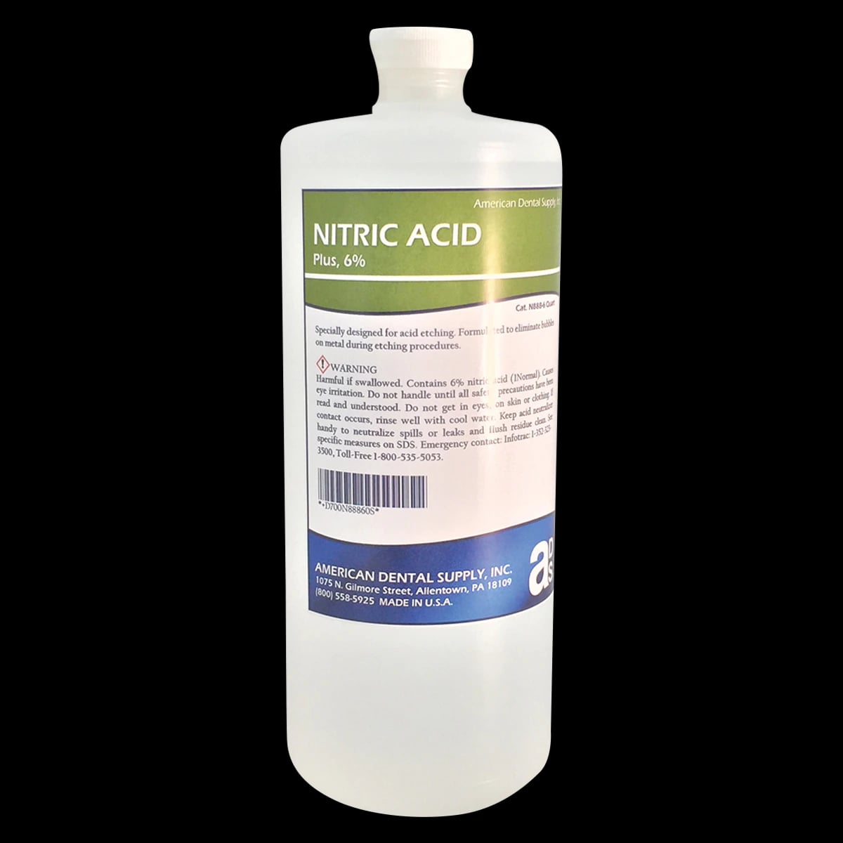 American Dental Supply Nitric Acid Plus Refill, 6% (1N), 32 oz (1 Quart) Bottle
