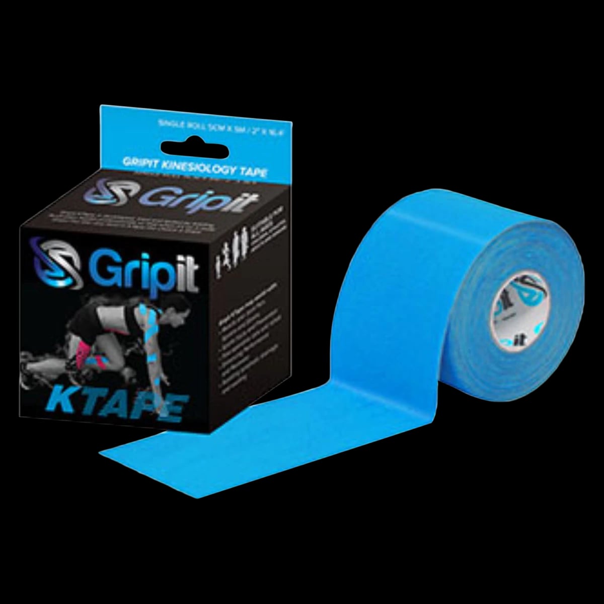 Strapit OG Kinesiology Tape, Cotton/Lycra/Spandex, 2" x 5.5yd, Blue, Latex-Free, Each