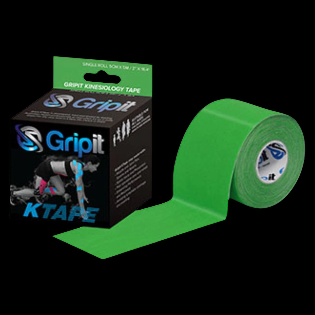 Strapit OG Kinesiology Tape, Cotton/Lycra/Spandex, 2" x 5.5 yd, Green, Latex-Free, Each