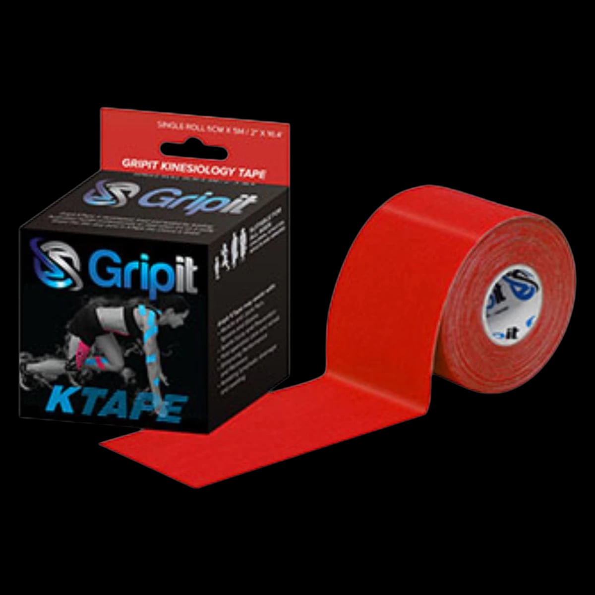 Strapit OG Kinesiology Tape, Cotton/Lycra/Spandex, 2" x 5.5yd, Red, Latex-Free, Each