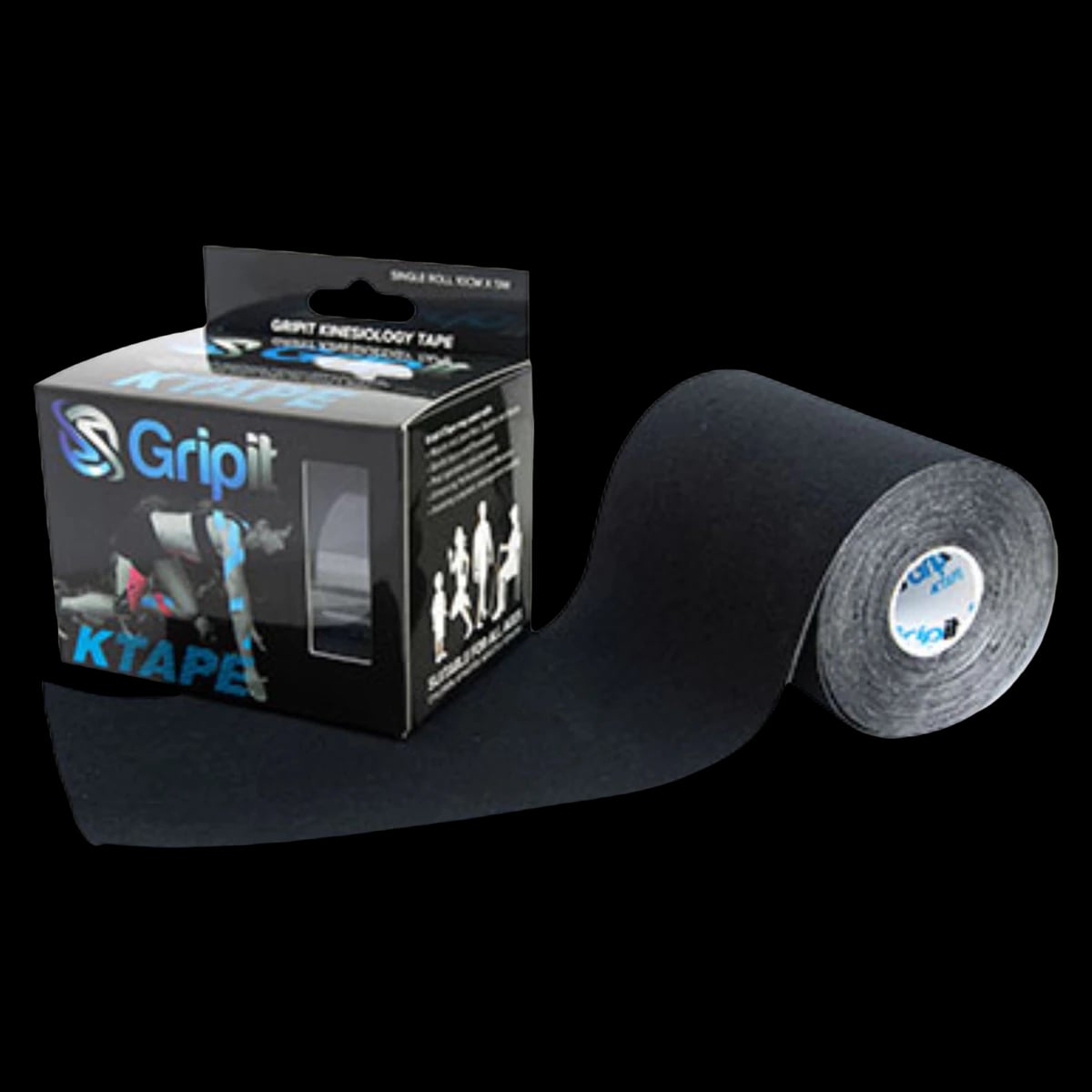Strapit OG Kinesiology Tape, Cotton/Lycra/Spandex, 4" x 5.5 yd, Black, Latex-Free, Each