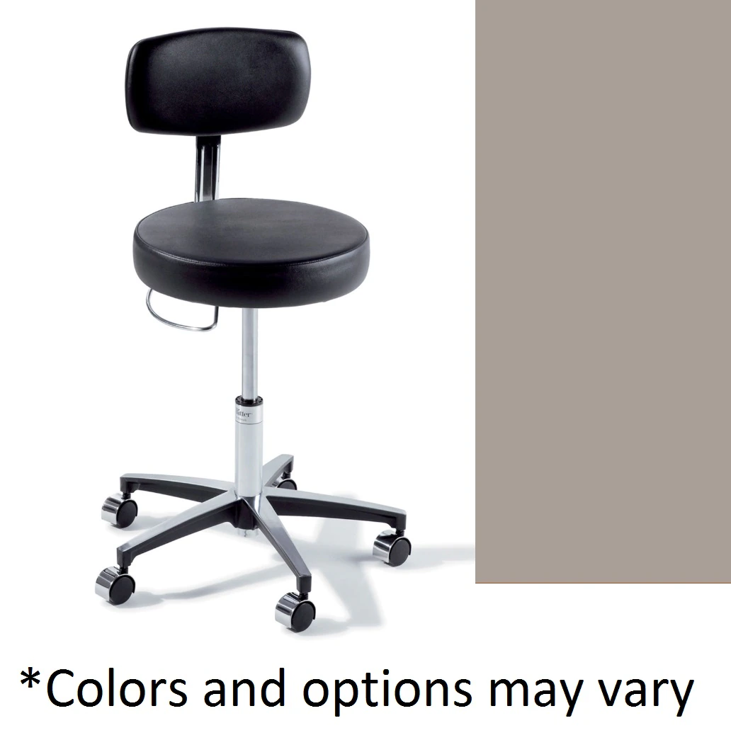 Midmark Ritter 277 UFree Basic Stool with Back, Ultrafree Dark Linen, 225 lb Capacity