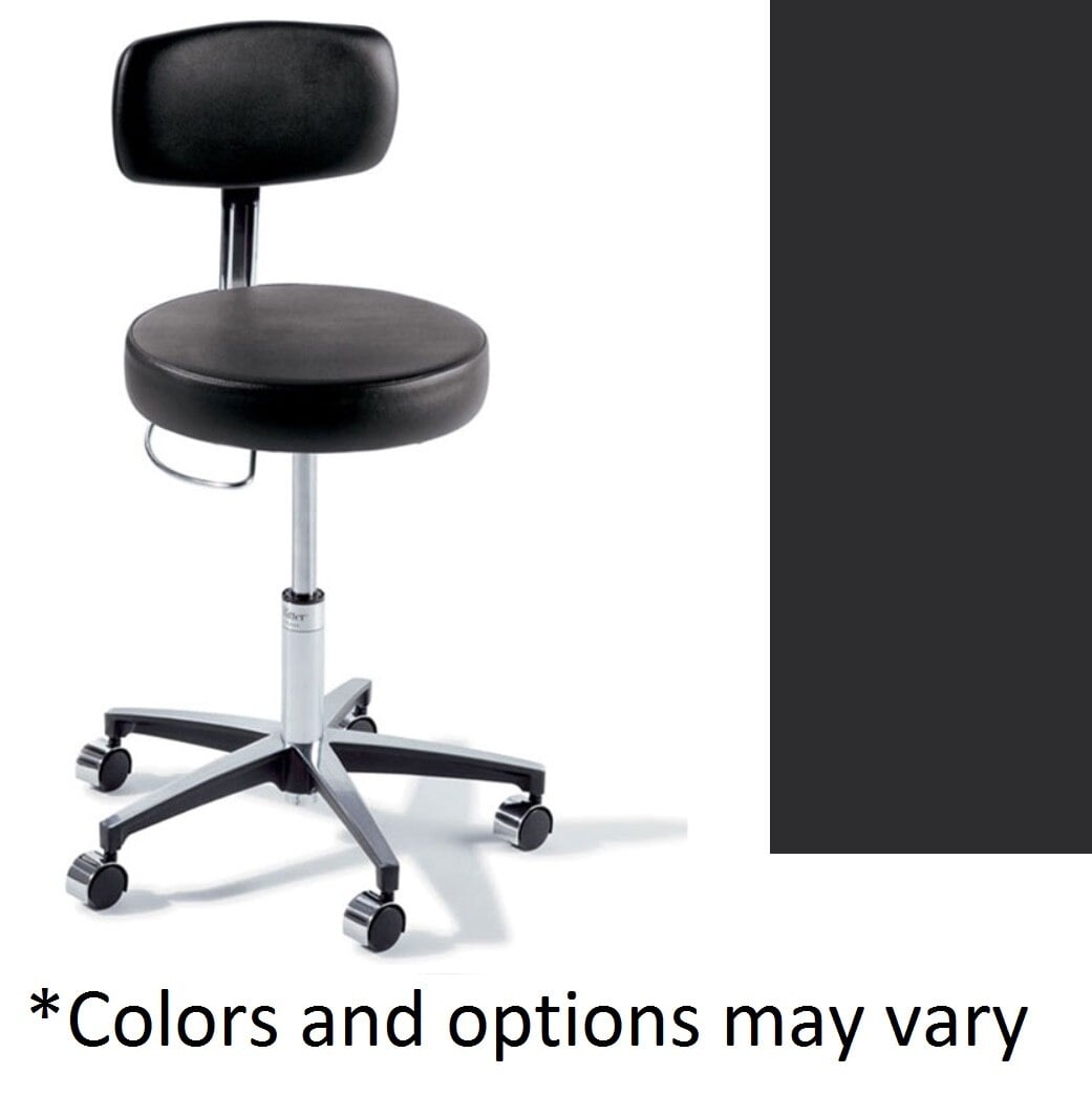 Midmark Ritter 277 UFree Basic Stool with Back, Obsidian, 225 lb Capacity