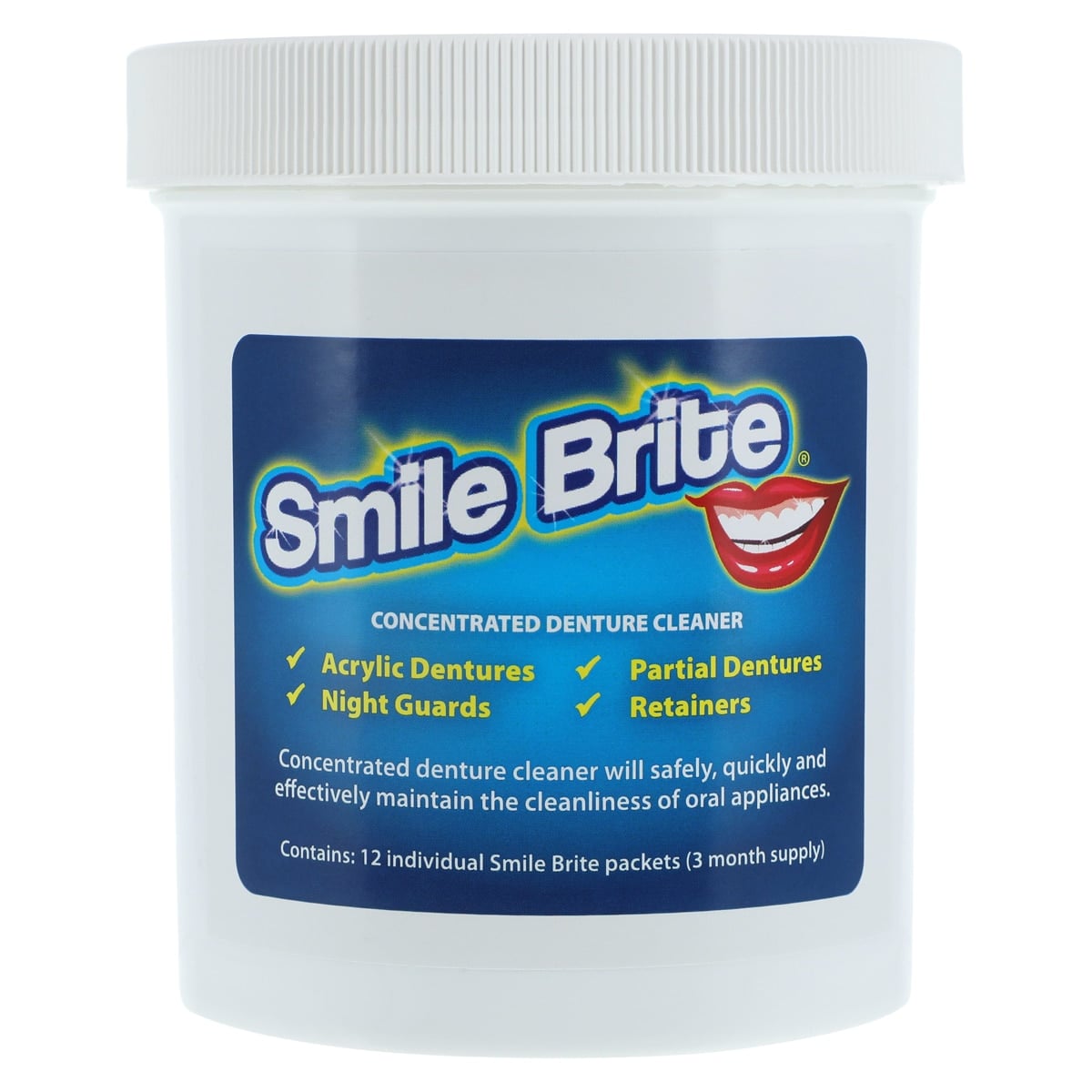 Smile Brite Denture Cleaner Kit, 12 Powder Packets per Container, D353-3
