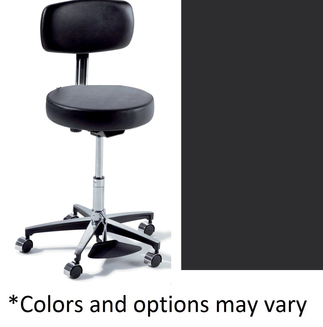 Midmark Ritter 277 UltraFree Exam Stool with Foot Ring, Obsidian, 225 lb Capacity