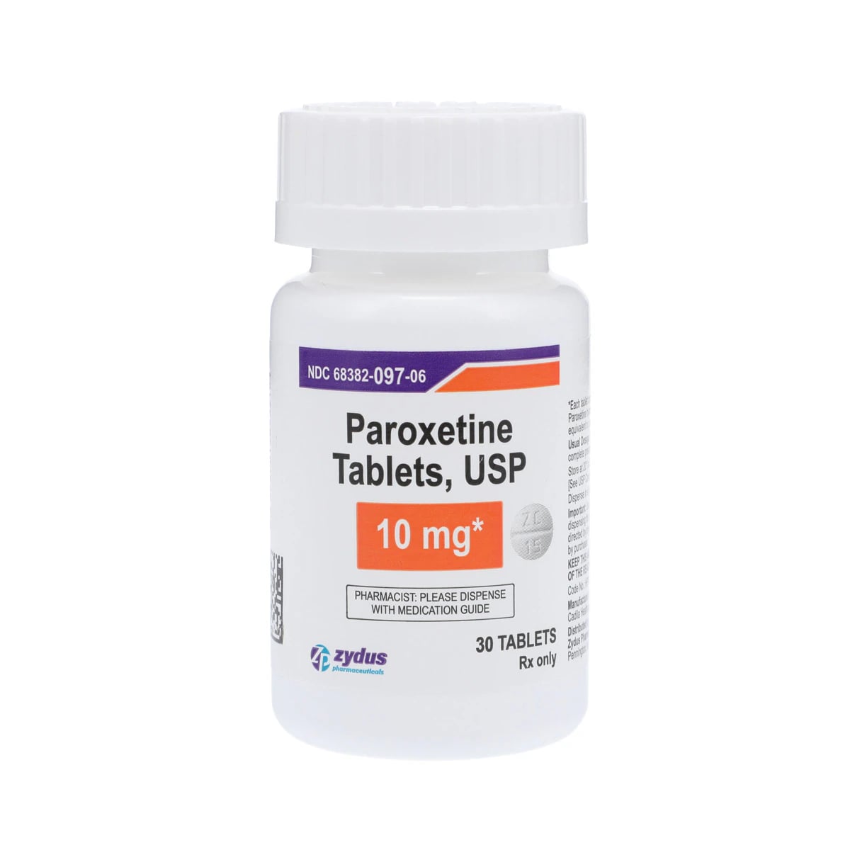Paroxetine HCl Tablets, 10mg, 30/Bottle, Zydus Pharmaceuticals