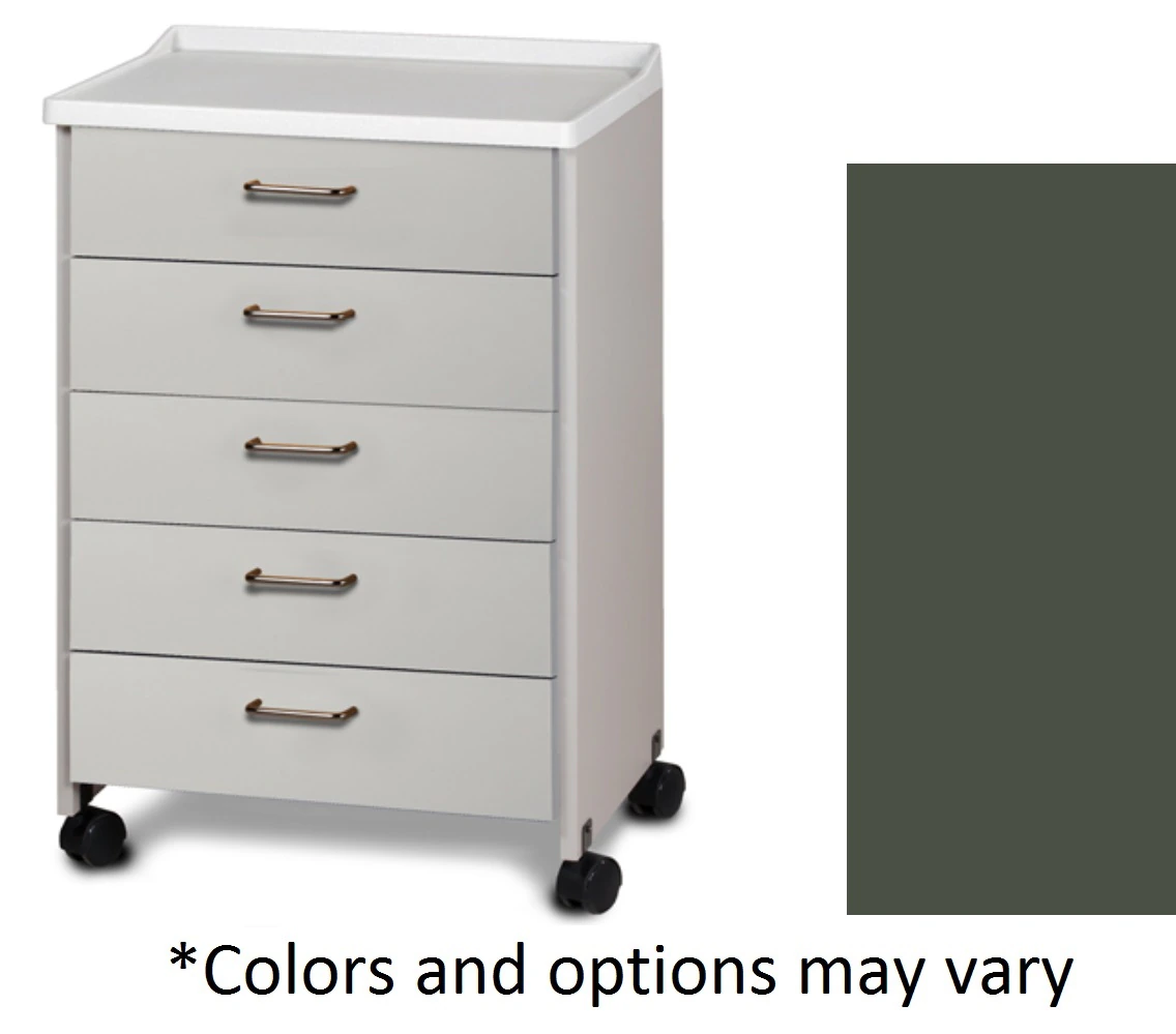 Clinton Industries Mobile Treatment Cabinet with Molded Top and 5 Drawers