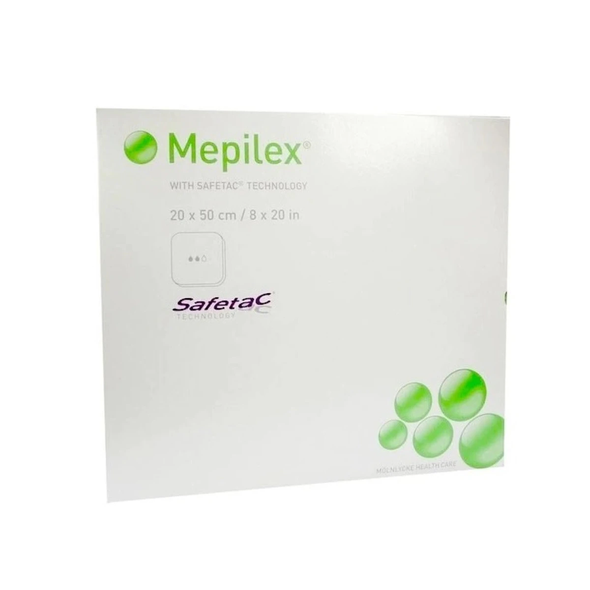 Mepilex Ag Antimicrobial Foam Dressing with Safetac Technology, 8" x 20", Adherent, 1 Each
