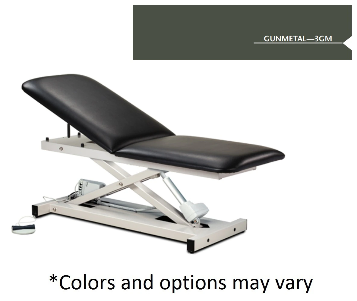 Clinton Industries Power Treatment Table with Adjustable Backrest, Gunmetal, 450 lb Capacity